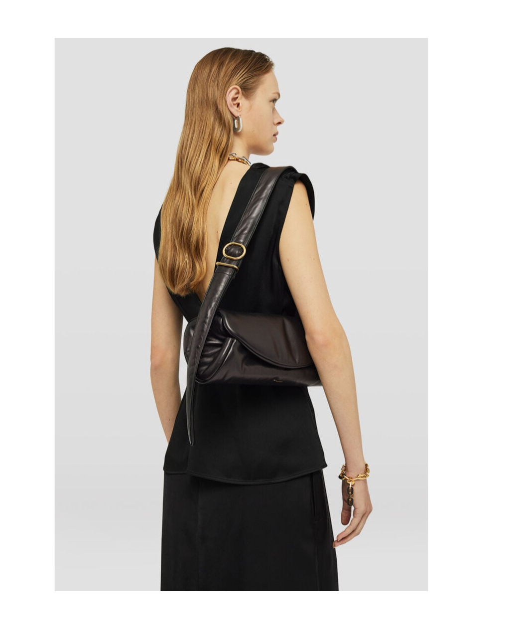 Jil Sander Small Cannolo Padded Shoulder Bag In Black