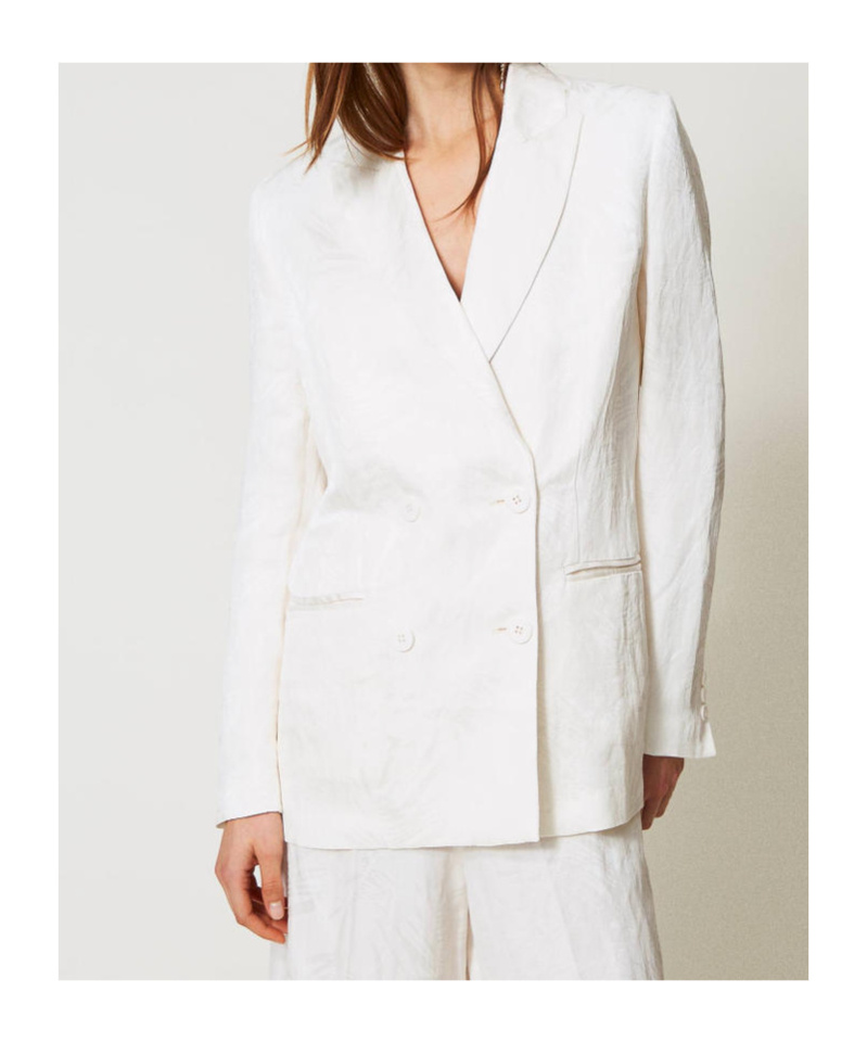 Shop Twinset Woven Blazer In White