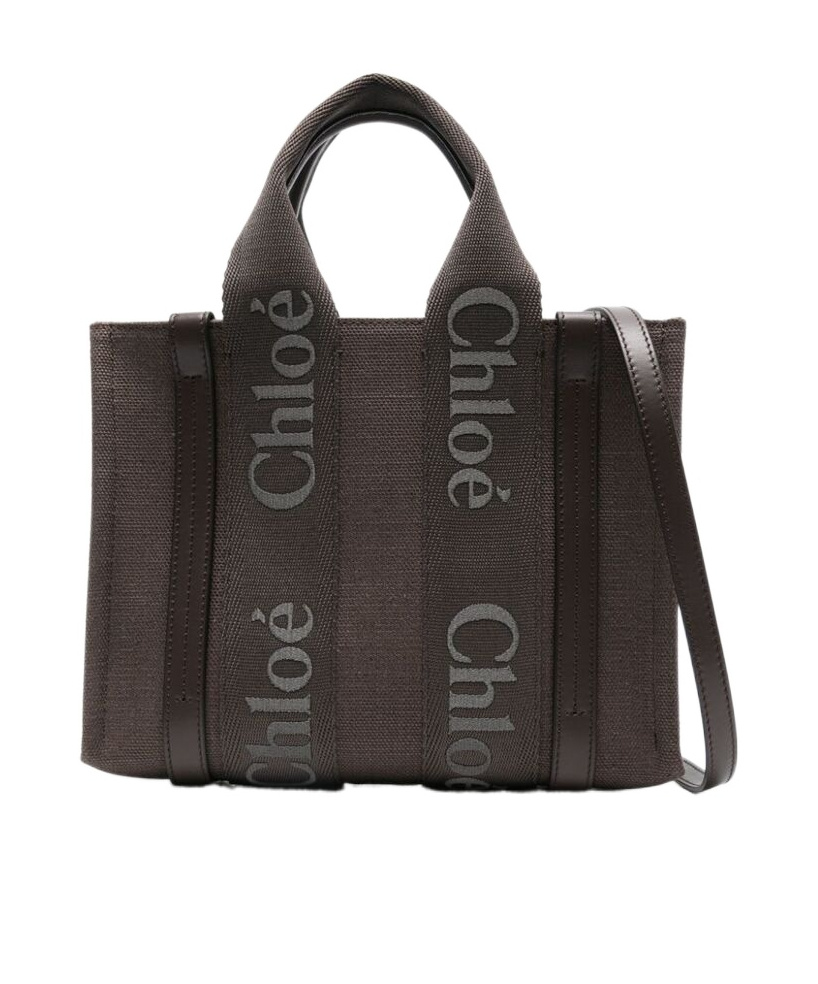 Chloé Woody Mini Black Leather Bag In Black