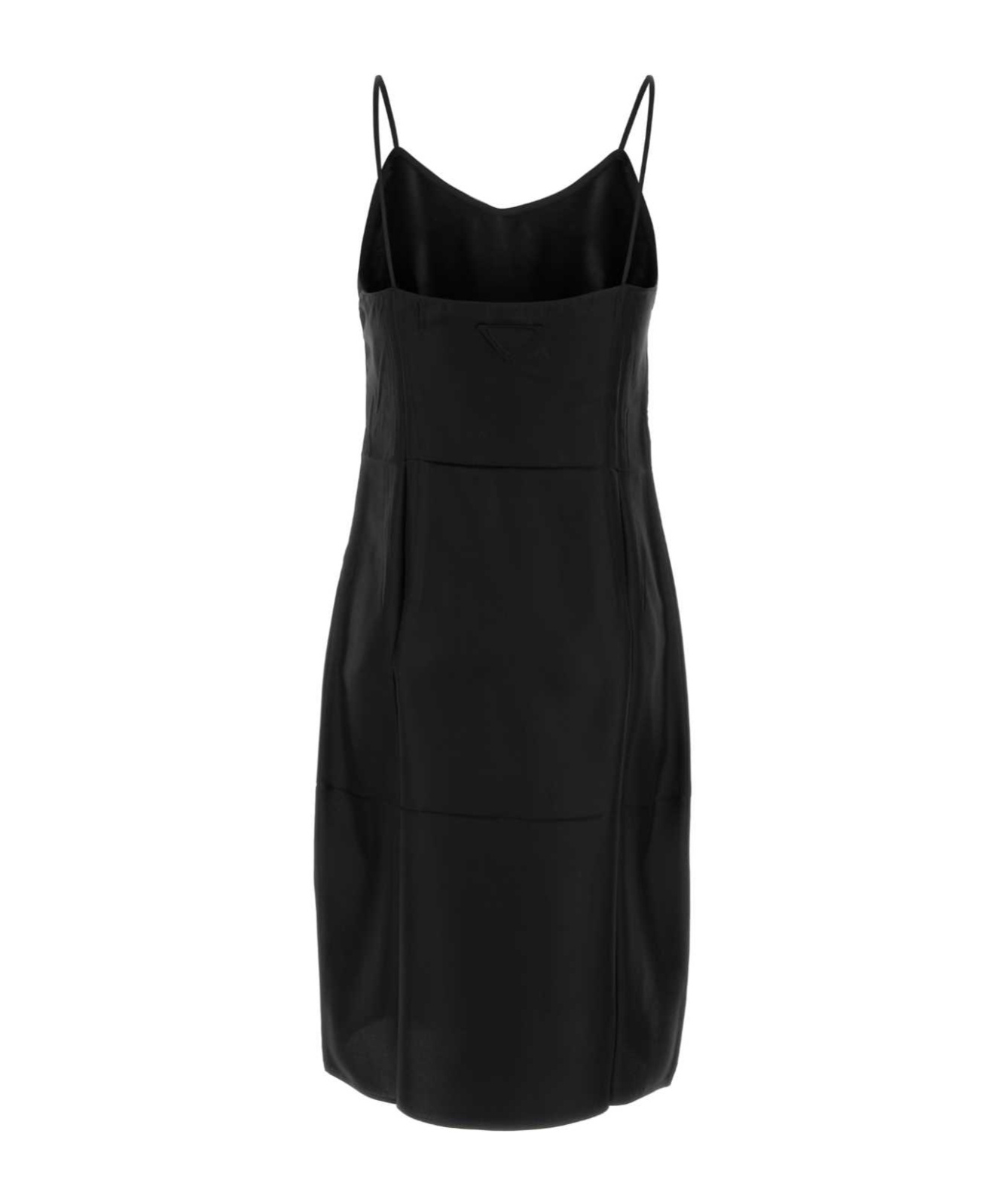 Prada Jersey Dress With Fur Trim And Slit In Black