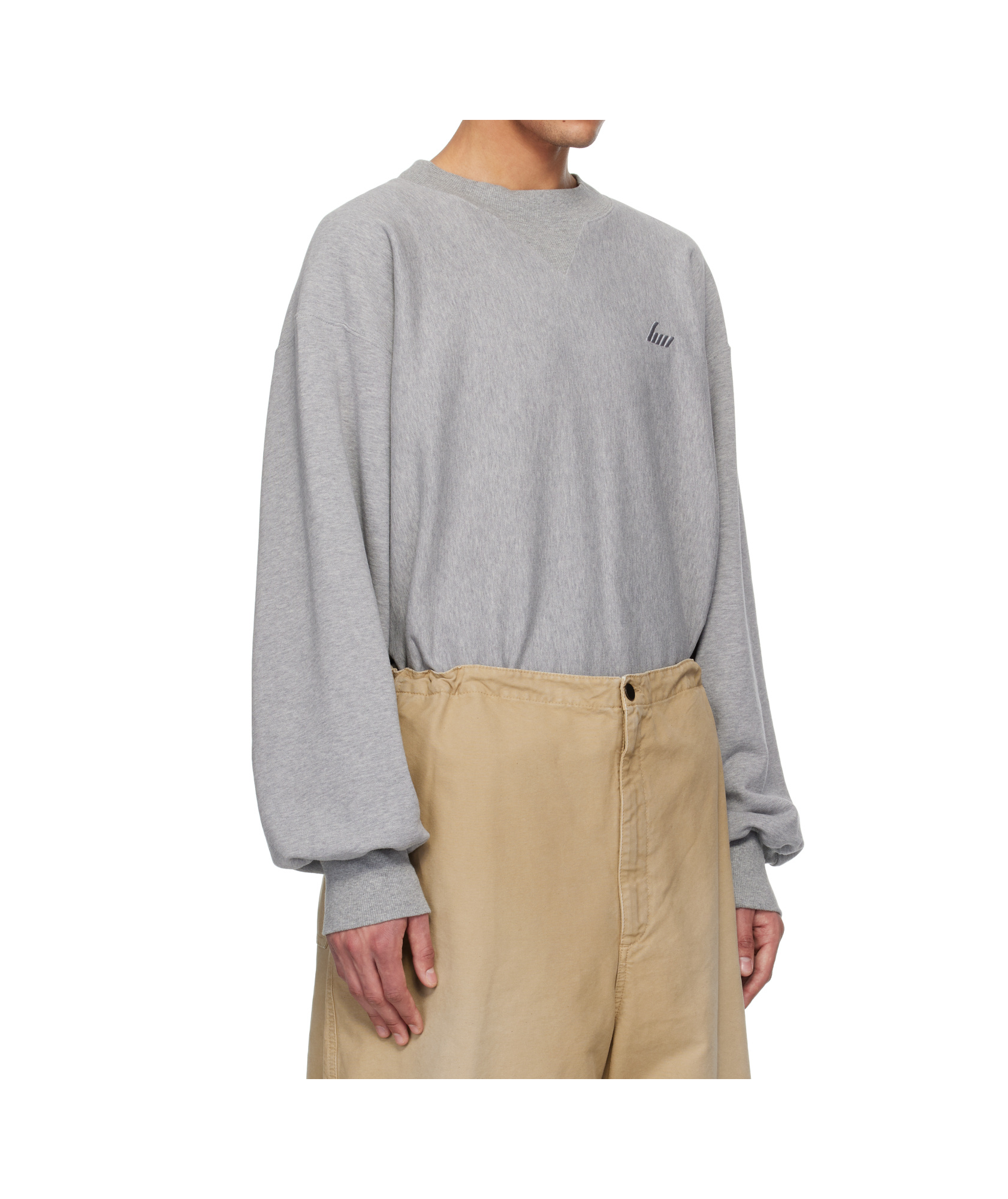 Hed Mayner Gray Embroidered Sweatshirt In Grey