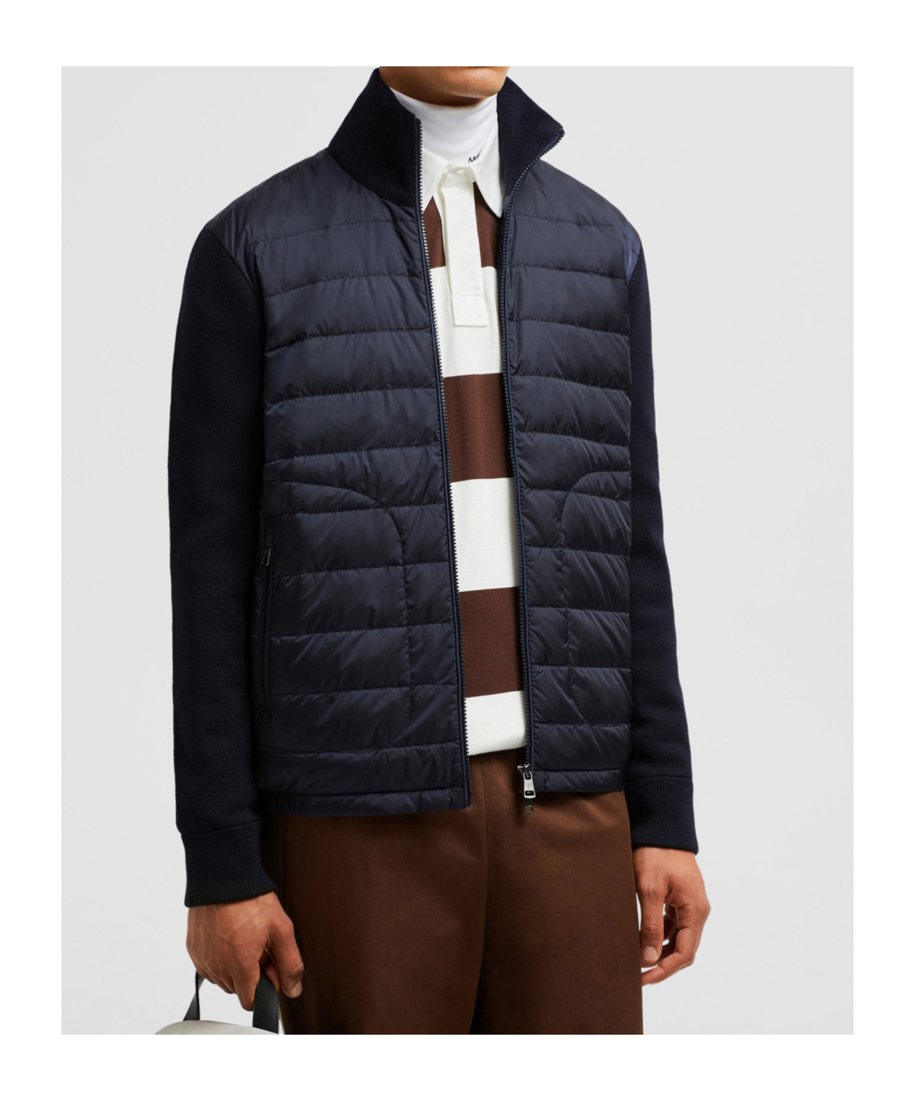Moncler Nylon And Wool Padded Jacket In Blue