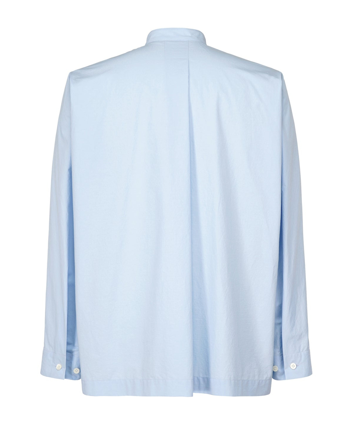Issey Miyake Poplin Shirt With Chest Pocket And Mandarin Collar In Sky Blue
