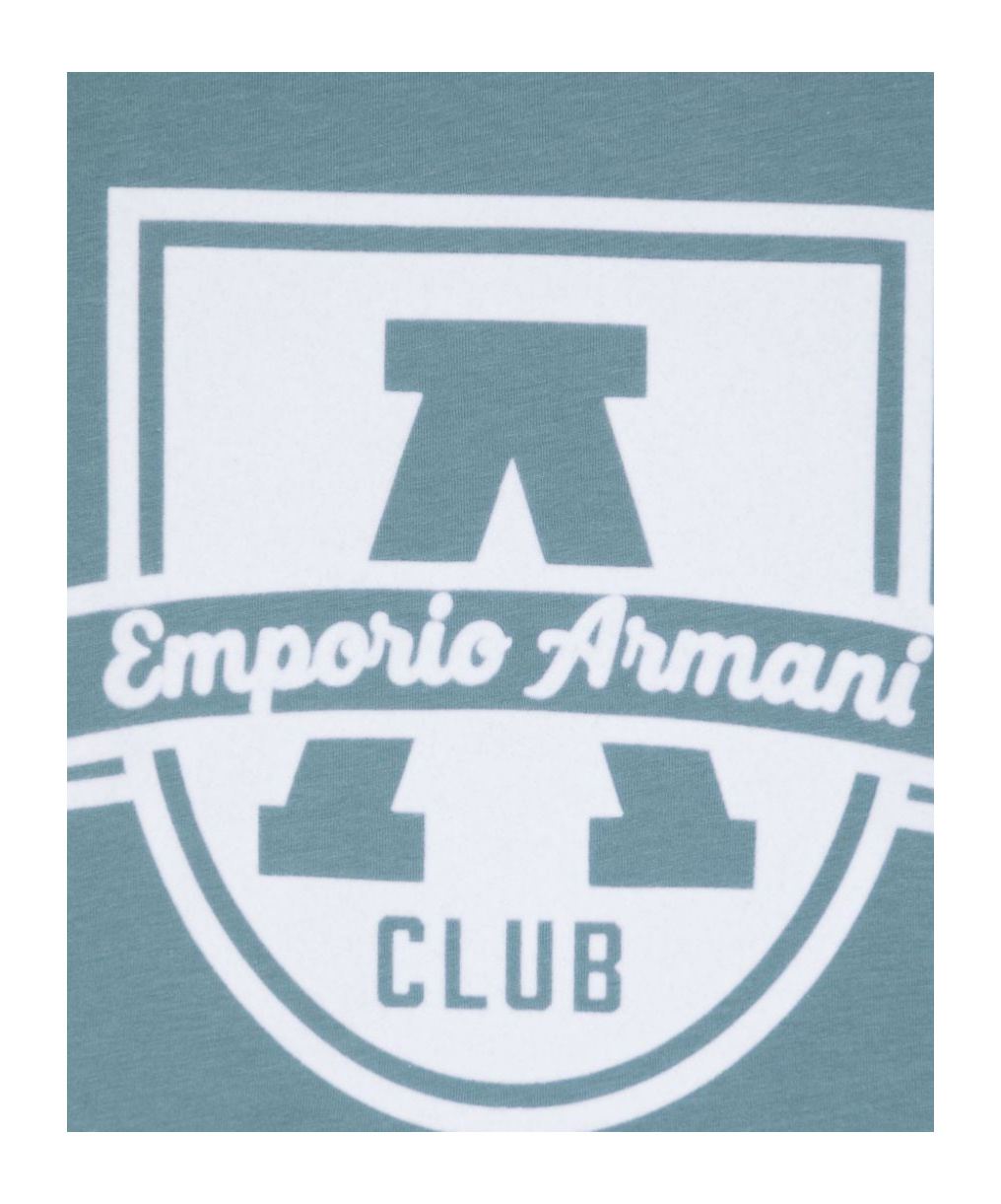 Emporio Armani Flocked-logo Cotton T-shirt In Blue
