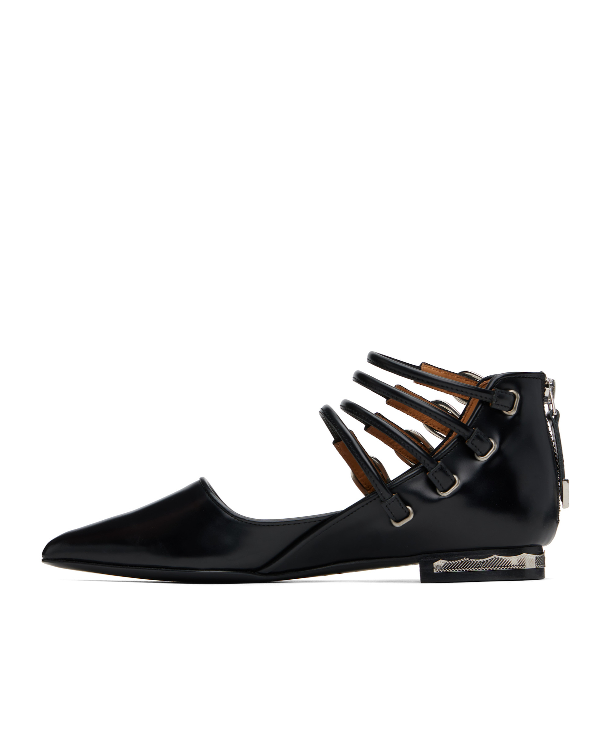 Toga Polido Multi Strap Ballerina Flats In Black