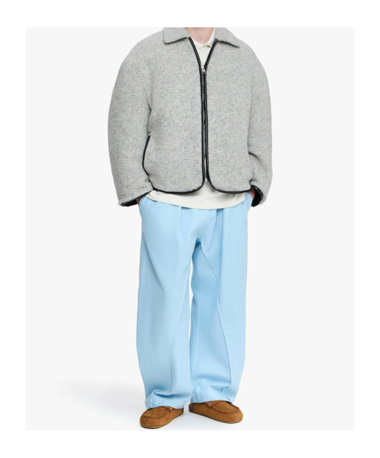 Jw Anderson Wool-blend Contrast Trim Jacket In Gray