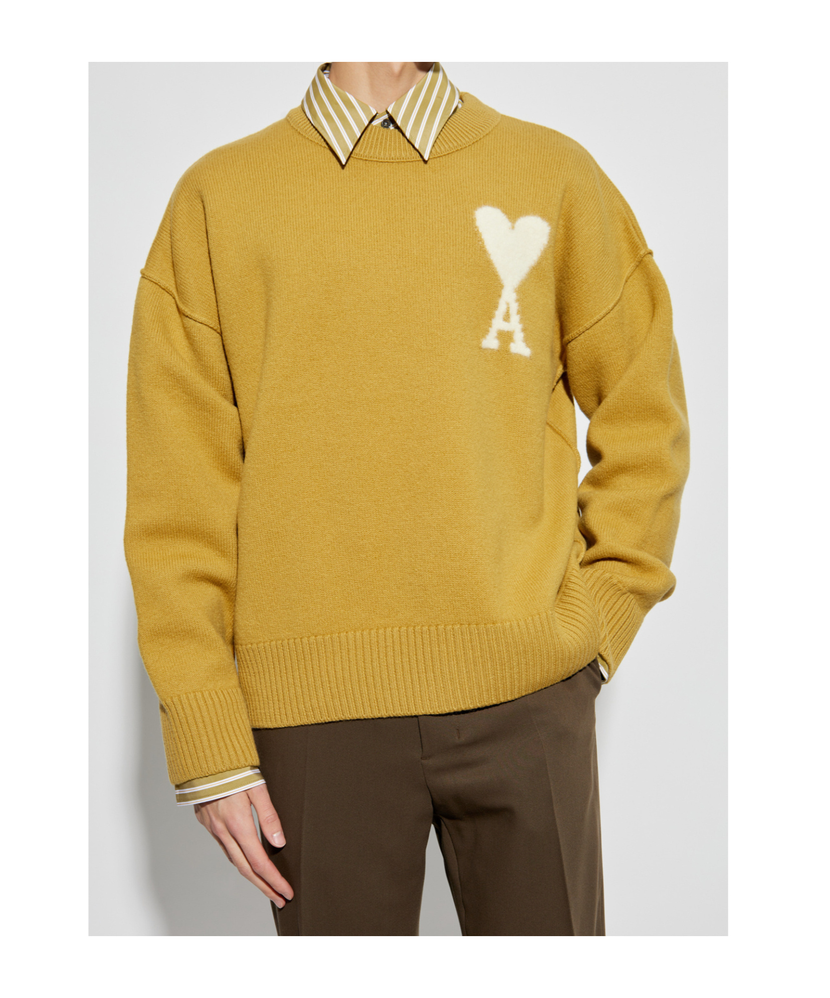 Ami Alexandre Mattiussi Long-sleeved Sweater In Yellow