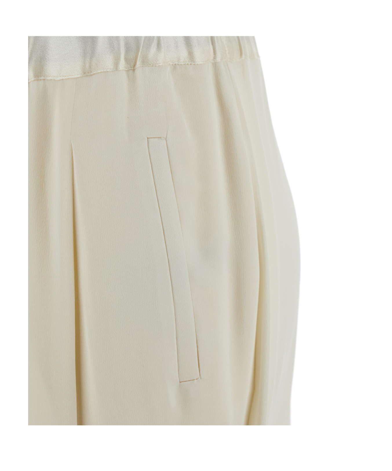 Semicouture Semi Couture Wide-leg Satin Pants With Comfortable Elastic Waistband In White
