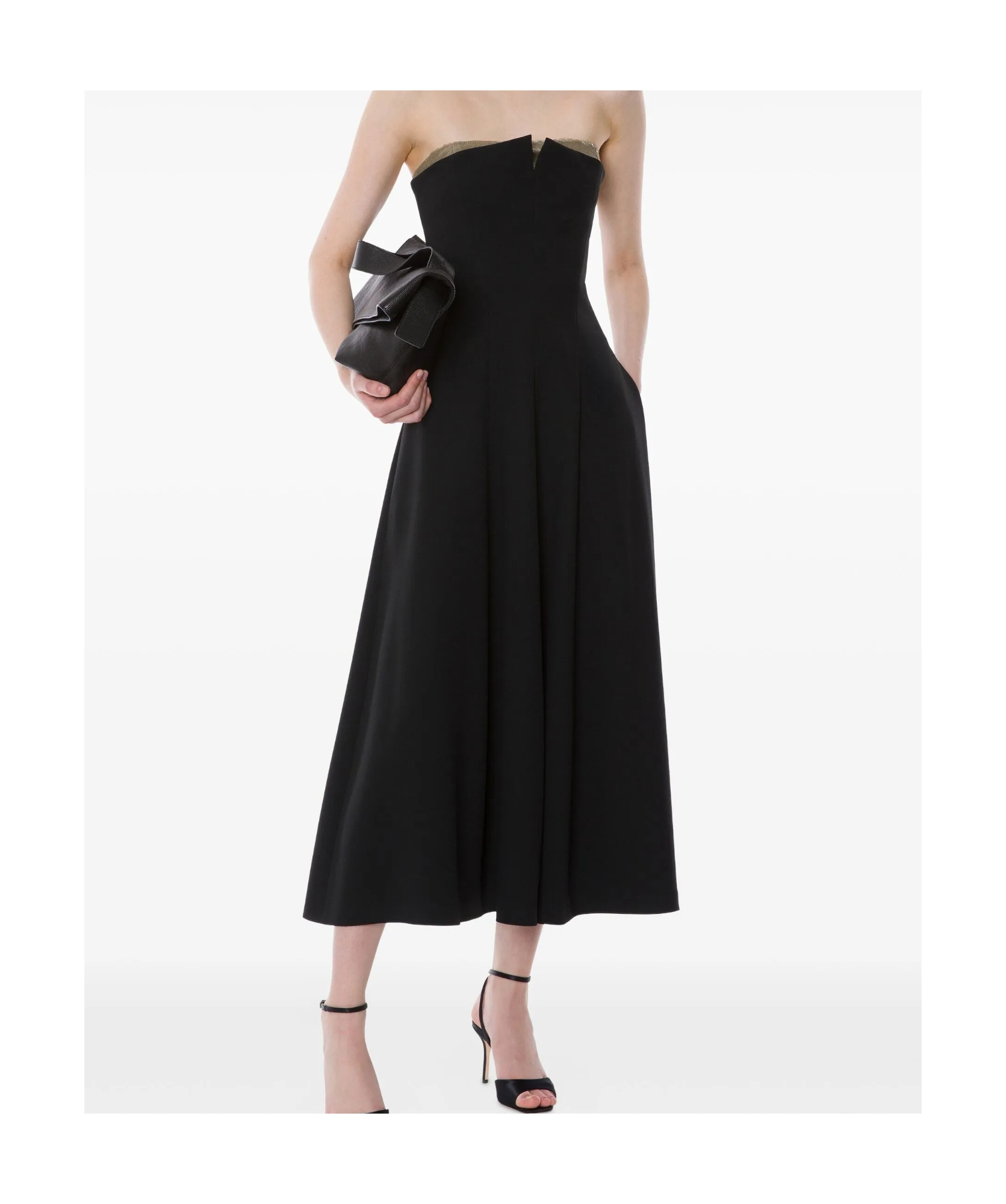 Alberta Ferretti Strapless Flared Dress In Black