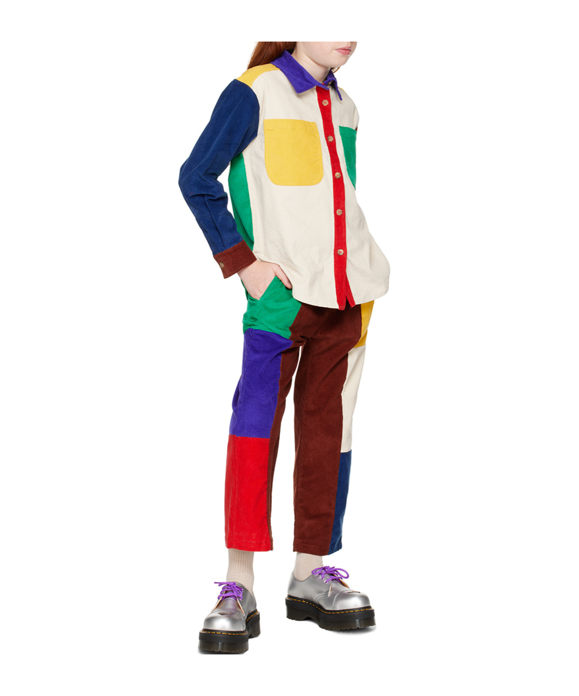 Bobo Choses Kids Multicolor 'bobo' Square Embroidery Color Block Shirt In Multi