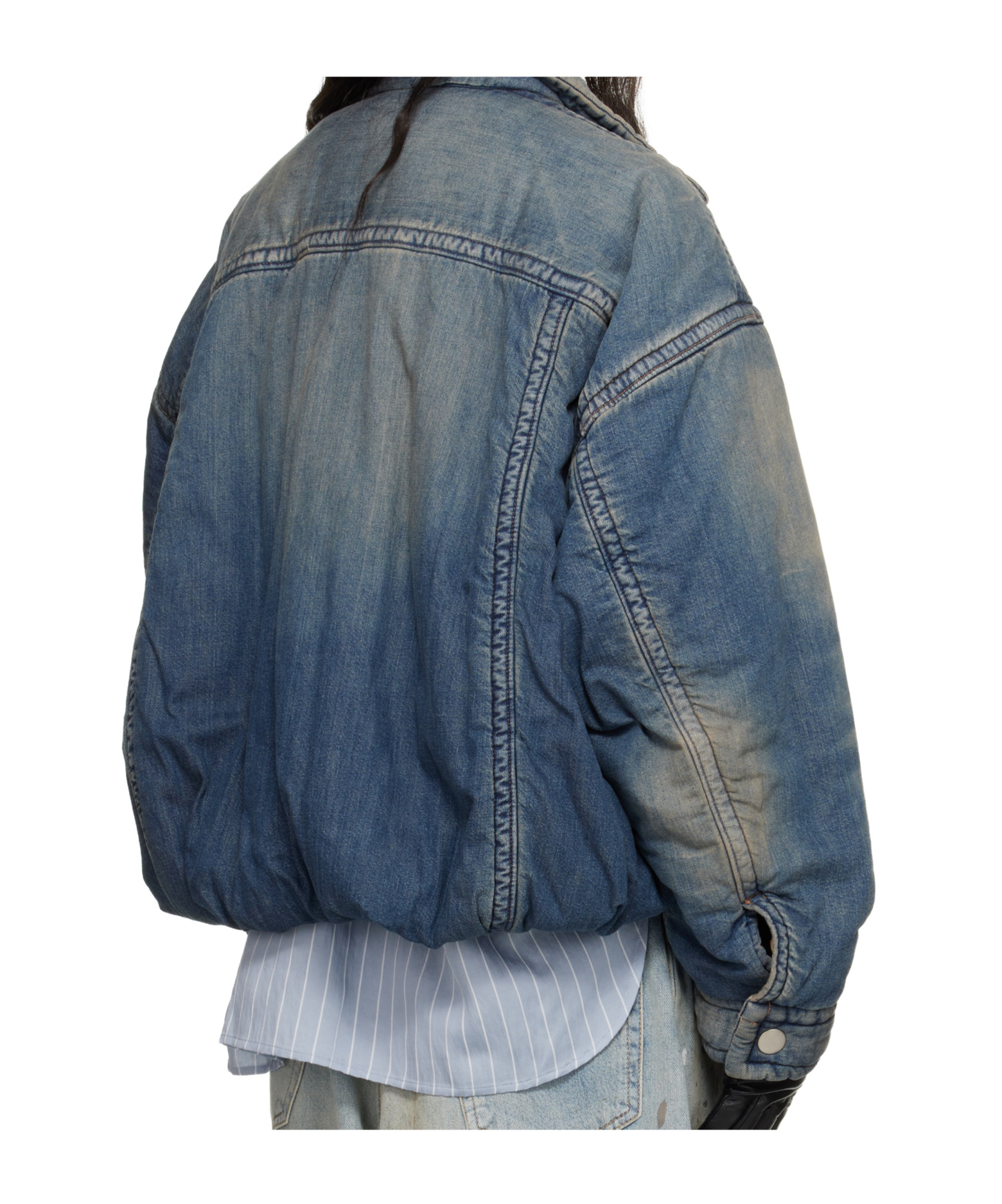 Miharayasuhiro Rolled-up Hem Down Denim Jacket In Purple