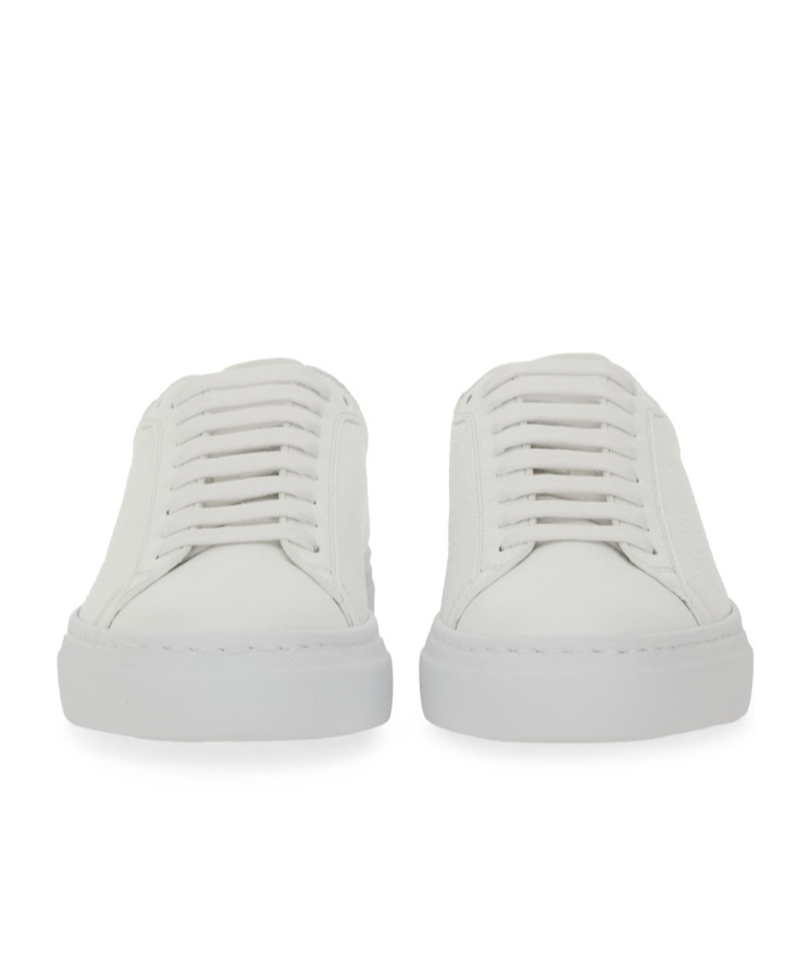 Fabiana Filippi White Leather Sneakers With Classic Lace-up Design In White