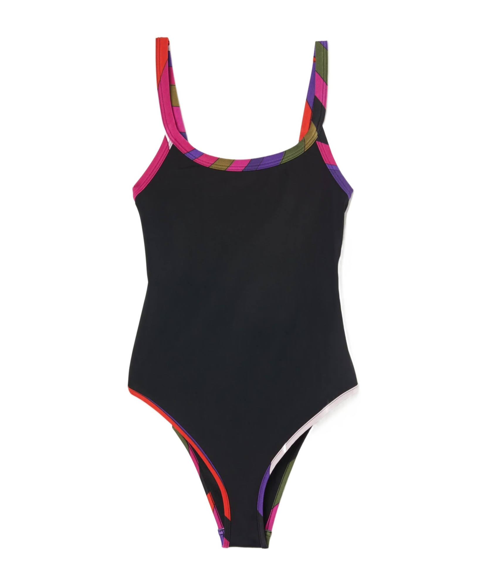 Pucci One Piece Swimsuit With Printed Edges In Black