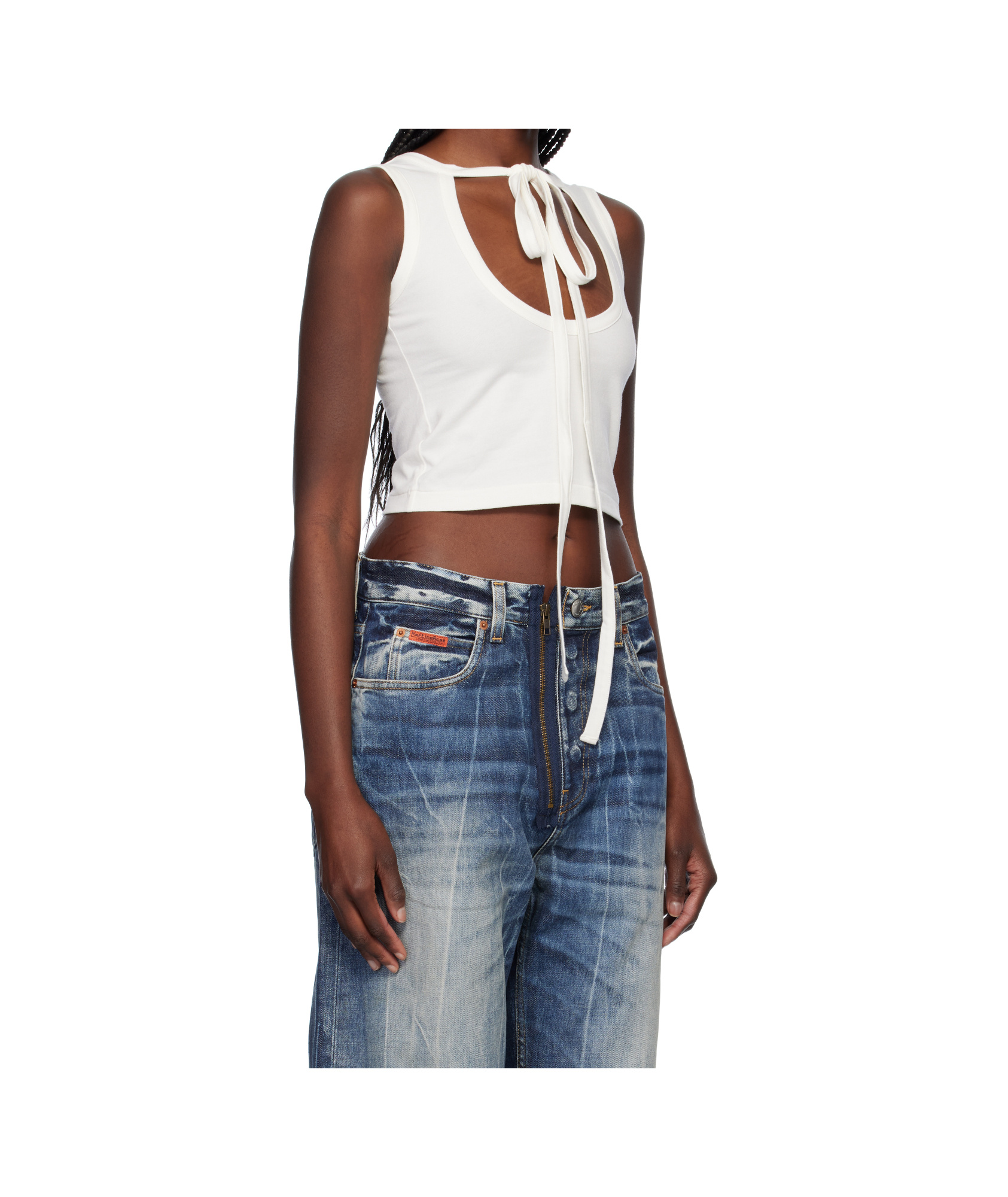 Ambush White Ribbon Tank Top In White