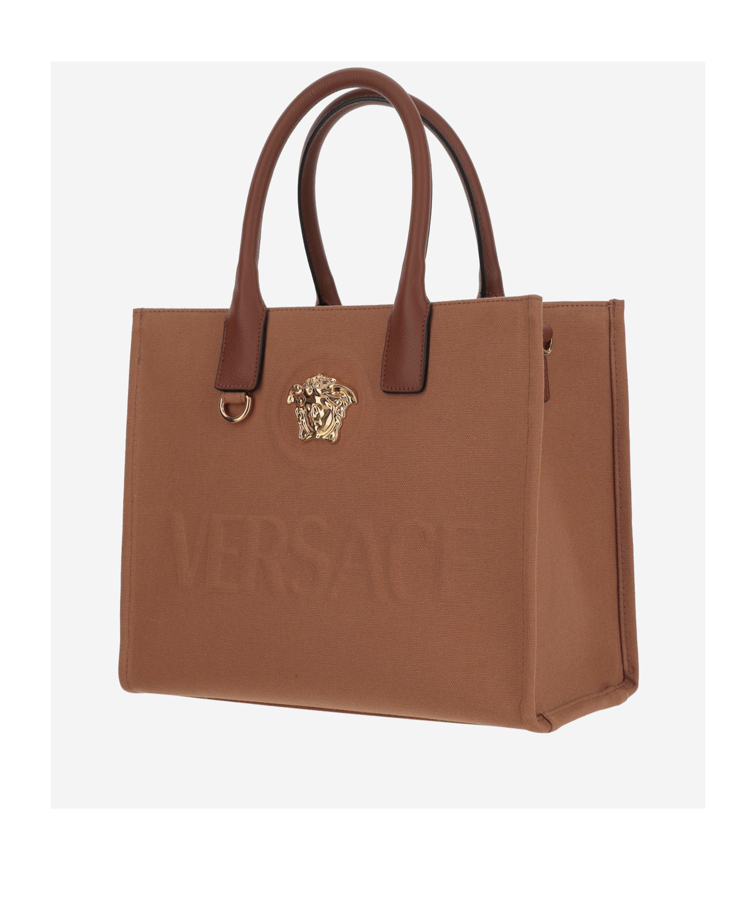 Versace Double Handle Shoulder Bag In Brown