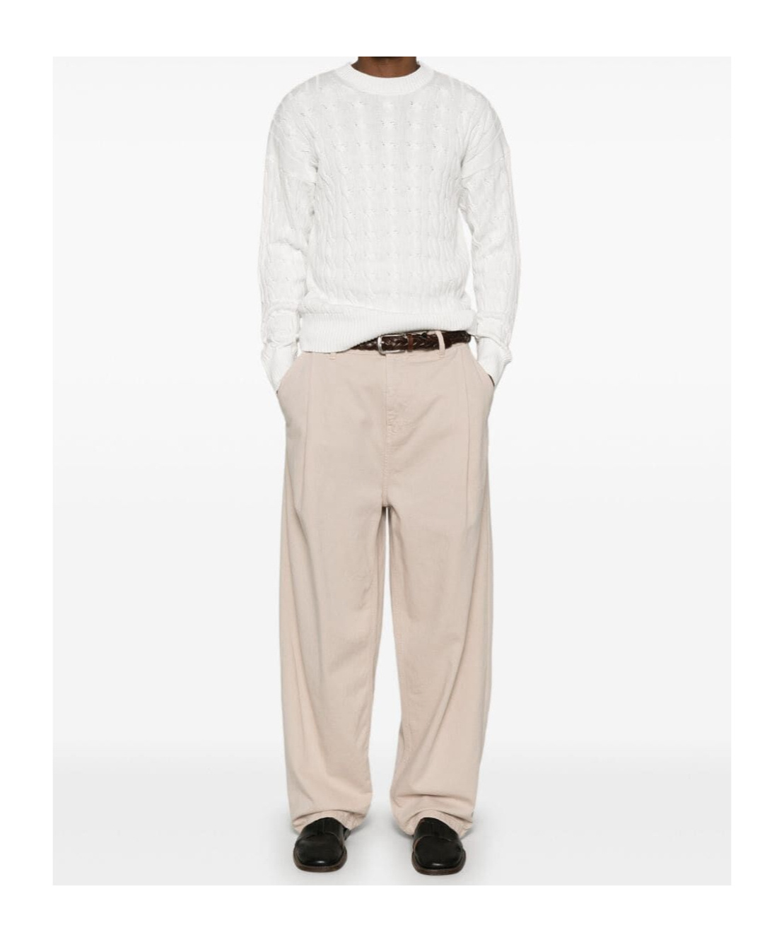 Shop Aspesi Cable-knit Cotton Jumper