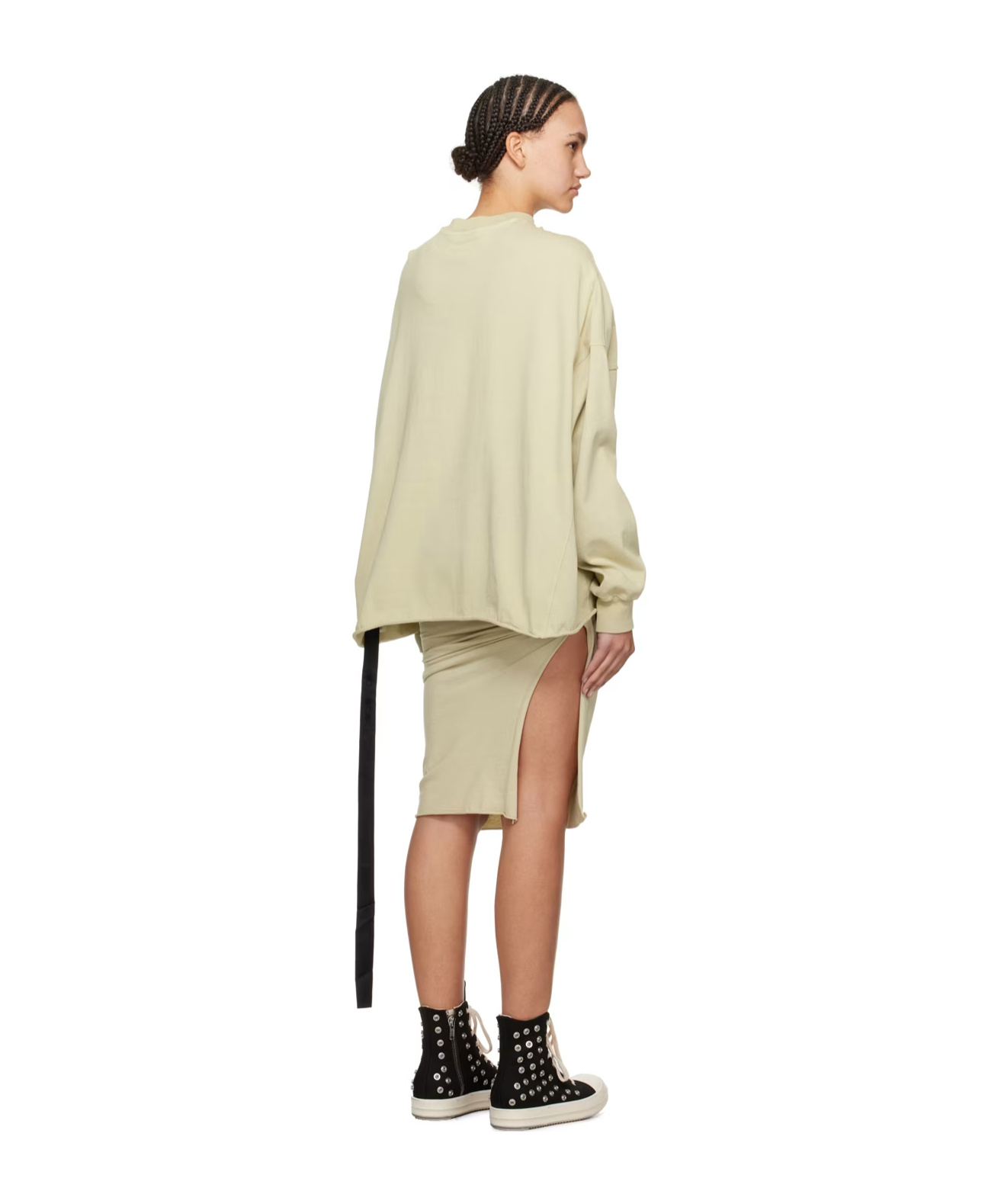 Rick Owens Drkshdw Round Neck Long-sleeved Sweater In Nude