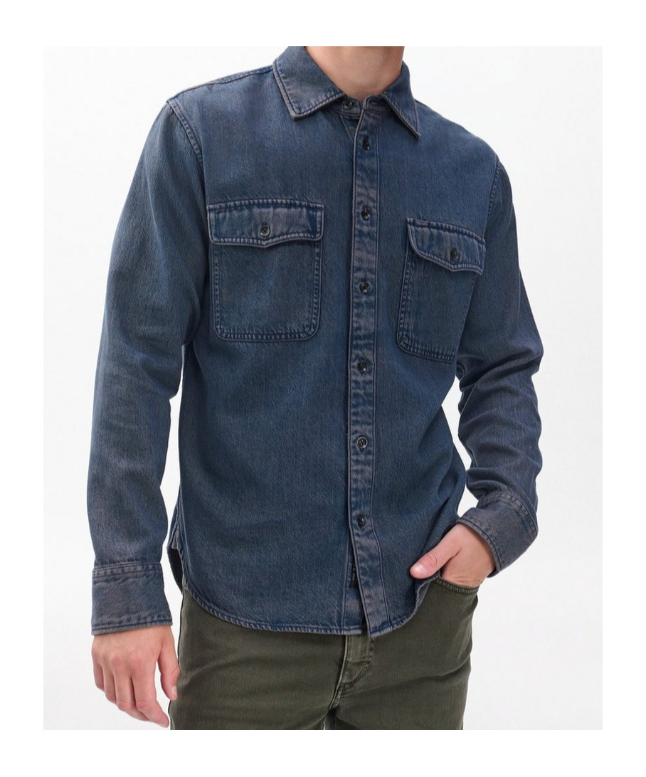 Rag & Bone Long-sleeved Denim Shirt In Blue
