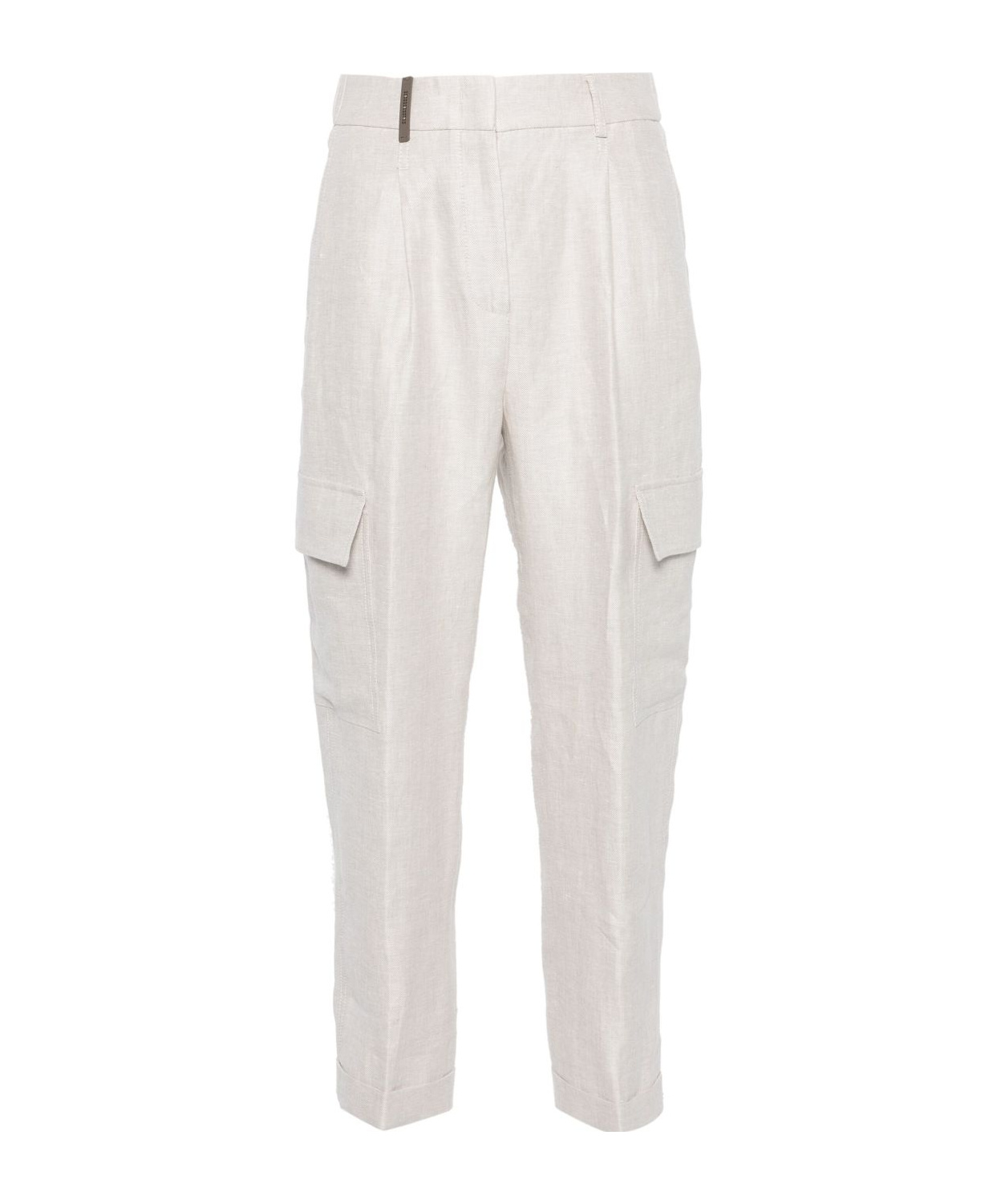 Shop Peserico High-waist Cropped Trousers In White