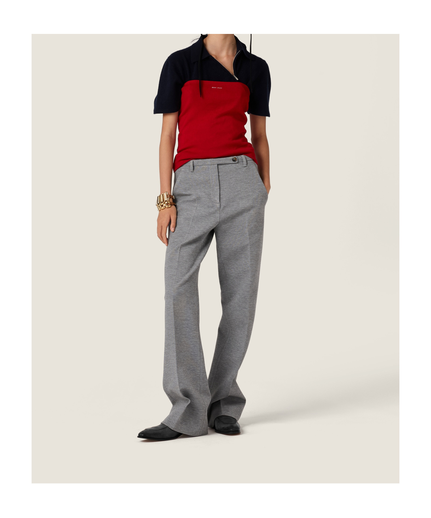 Miu Miu Logo-intarsia Top In Red