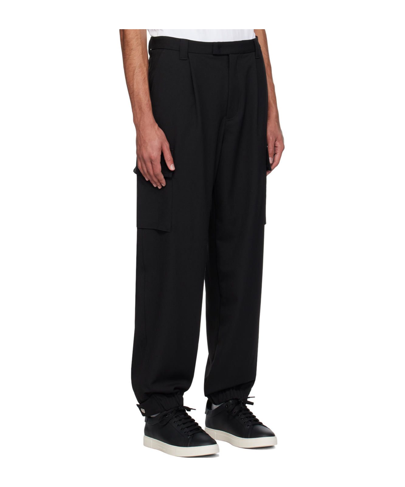 Emporio Armani Belt Loop Elastic Casual Pants In Black
