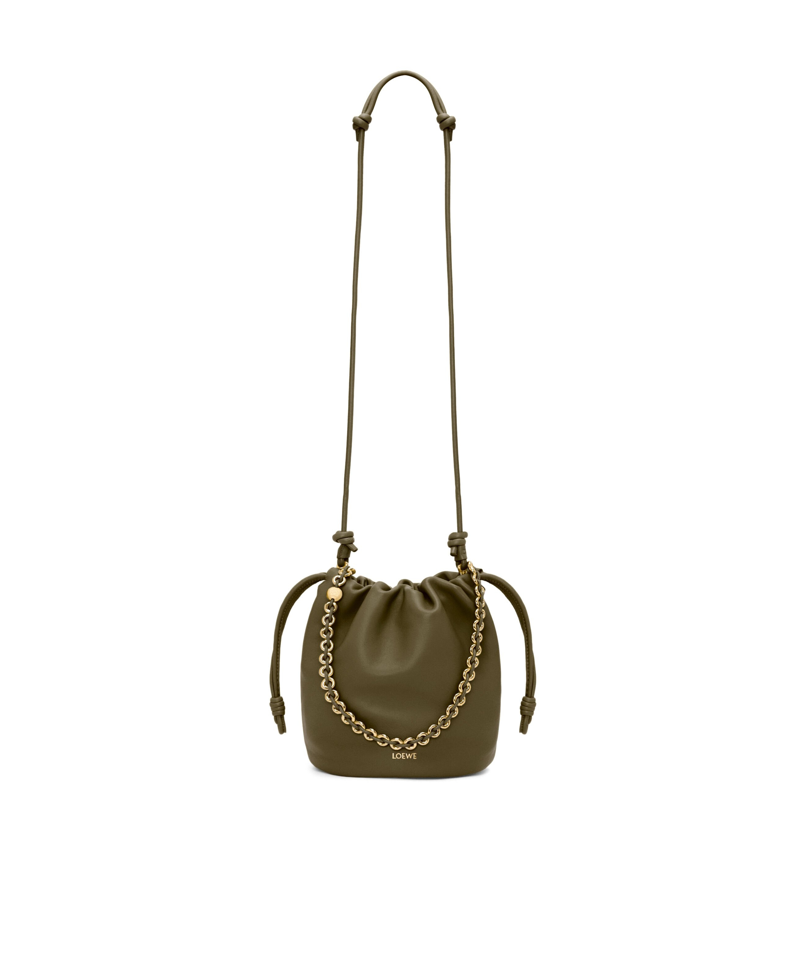 Shop Loewe Flamenco Purse Bucket Bag In Mellow Nappa Lambskin In Green