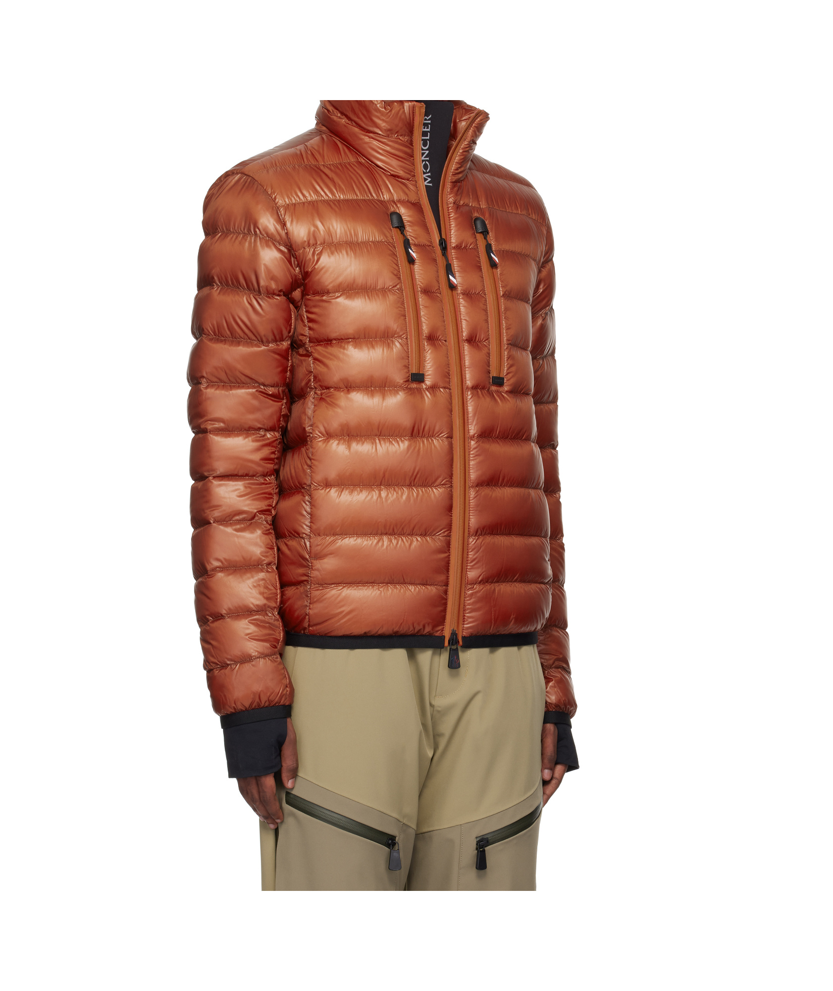 Moncler Long-sleeved Down Jacket In Brown