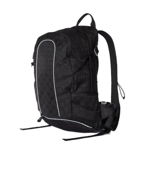 Gucci Small Gg-jacquard Web-detail Backpack In Black