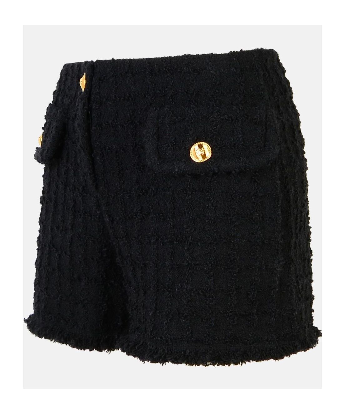 Shop Versace Fringed Hem Blend Shorts In Black