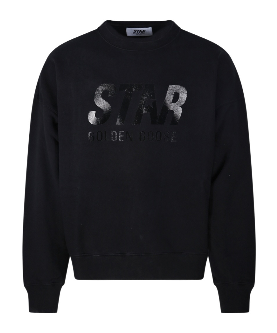 Golden Goose Men Black Sweatshirt With Logo Printed On The Front In Cotton Man In Black