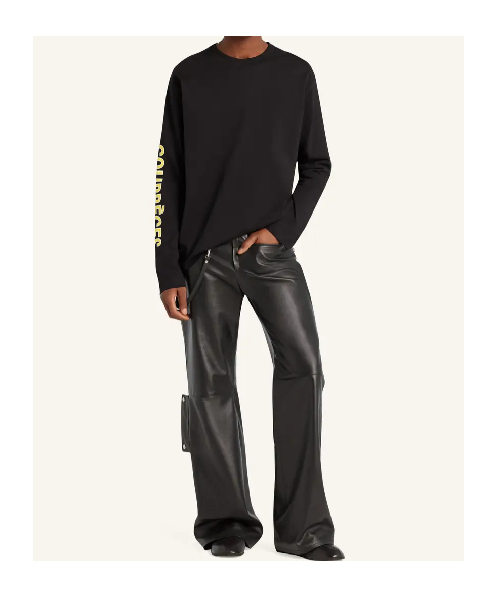 Courrèges Long-sleeve Logo-print T-shirt In Black