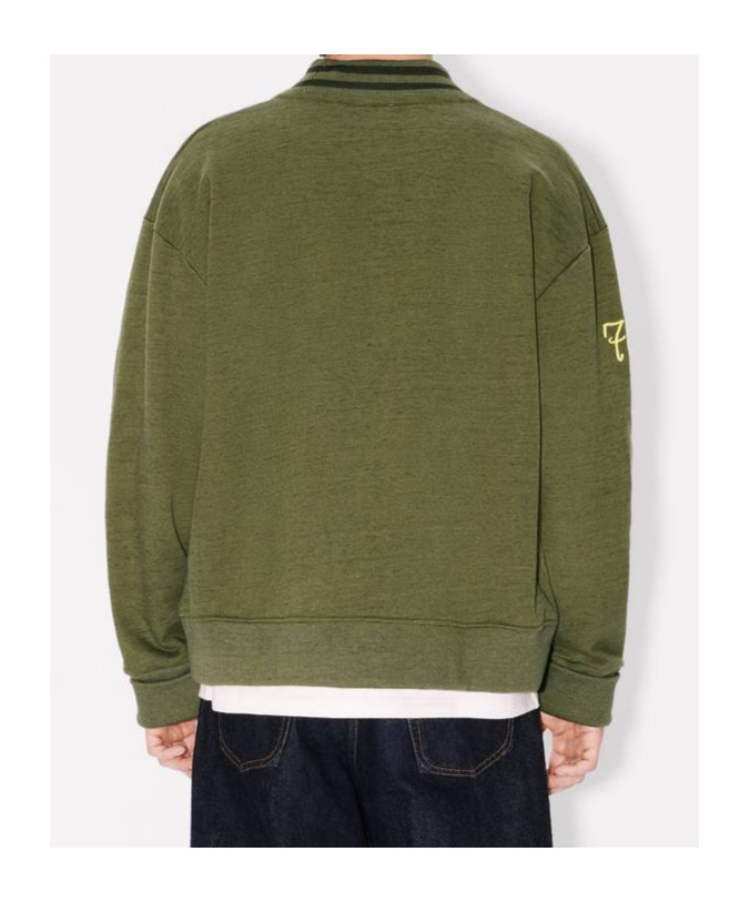 Kenzo ' Paris Chainstitch' Embroidered Cardigan In Cotton In Green
