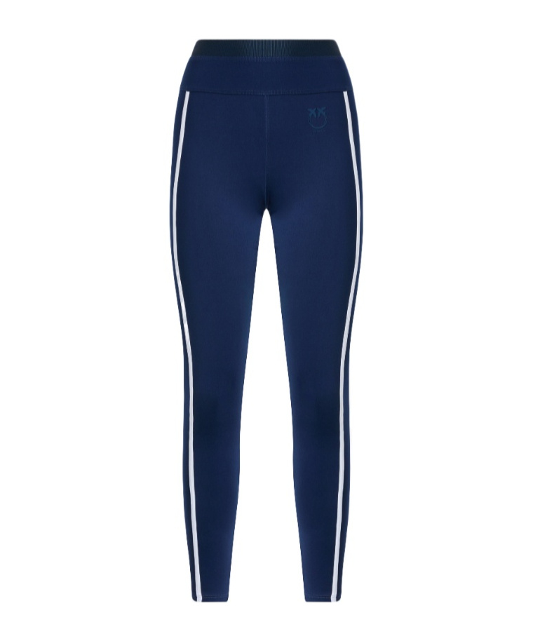 Pinko Side-stripe Leggings In Blue