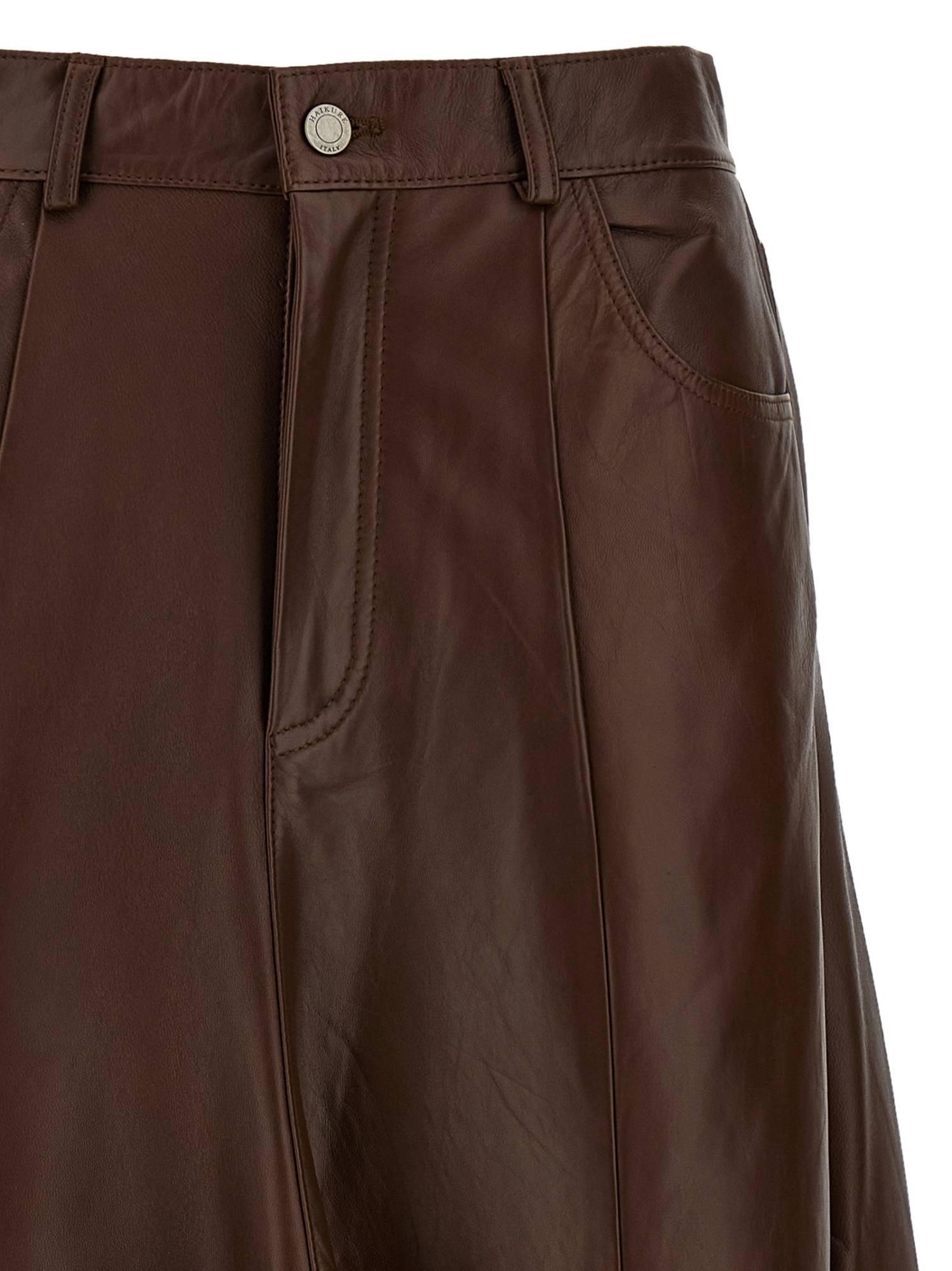 Haikure Serenity Leather Midi Skirt In Brown