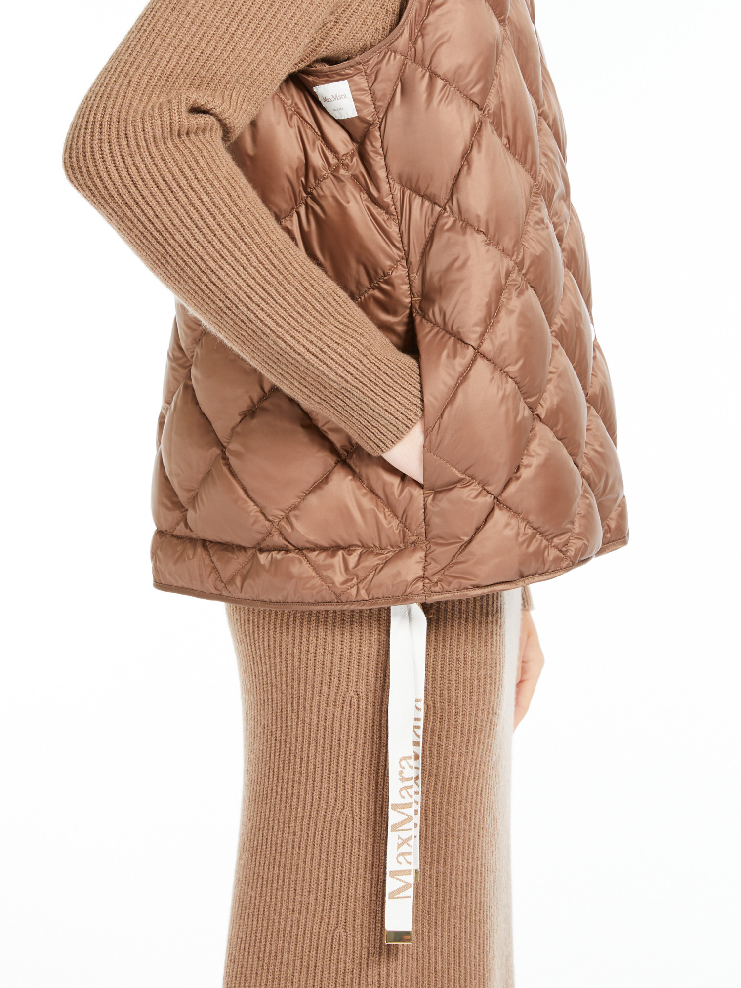Max Mara Quilted Canvas Vest In Brown