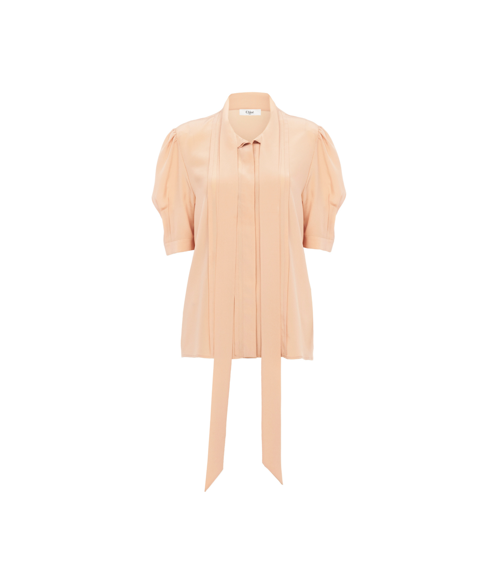 Chloé Chloe Scarf-effect Silk Crepe De Chine Blouse In Nude