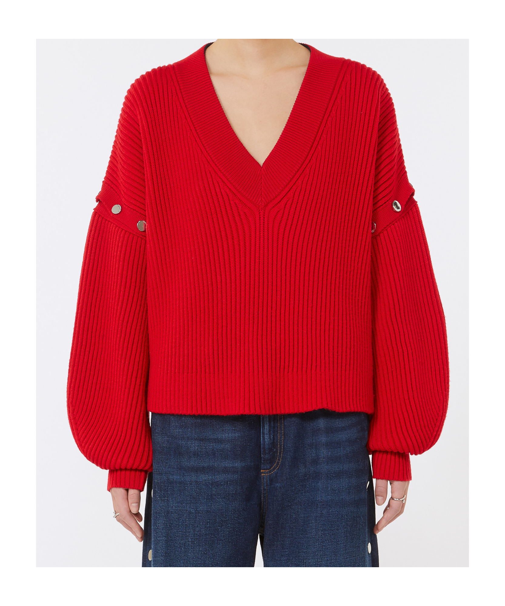 Sportmax Oversized Sweater With Detachable Sleeves In Red