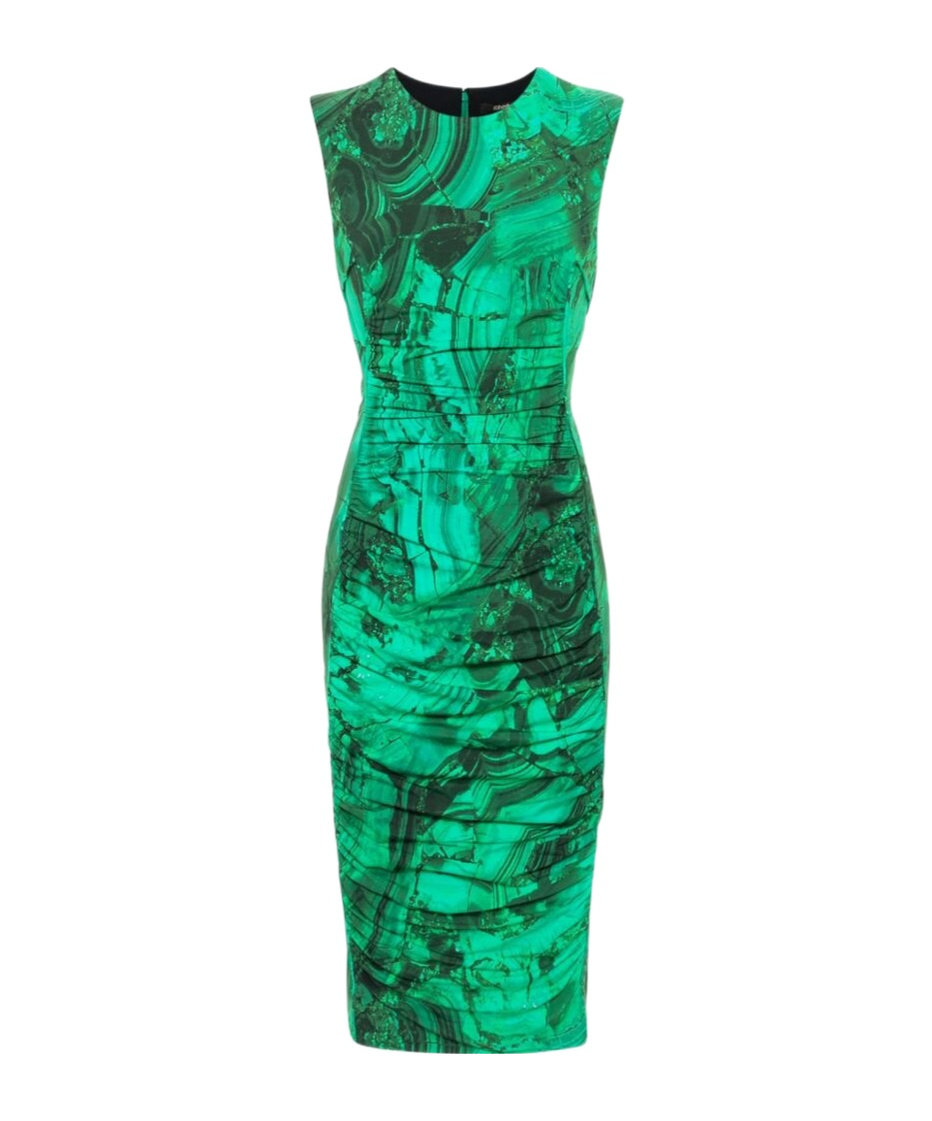 Shop Roberto Cavalli Abstract-print Midi Dress In Green