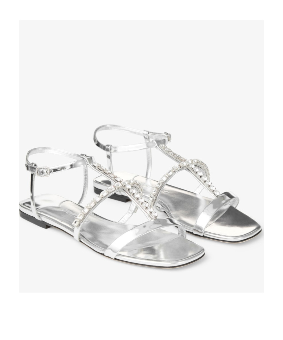 Jimmy Choo Gwyn Metallic Leather Flat Sandals In Multi