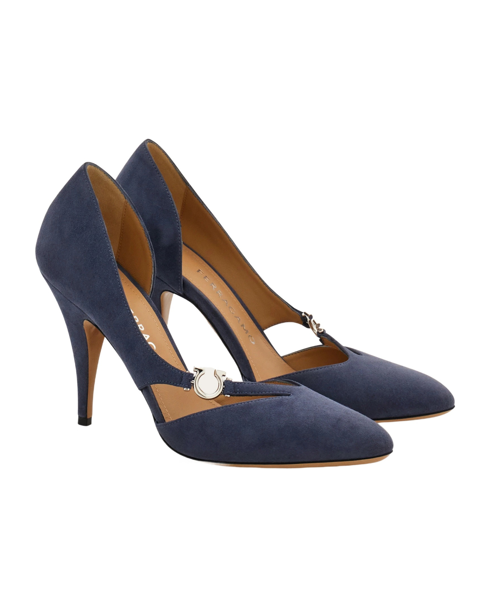 Ferragamo 95mm Gancini Leather Pumps In Blue