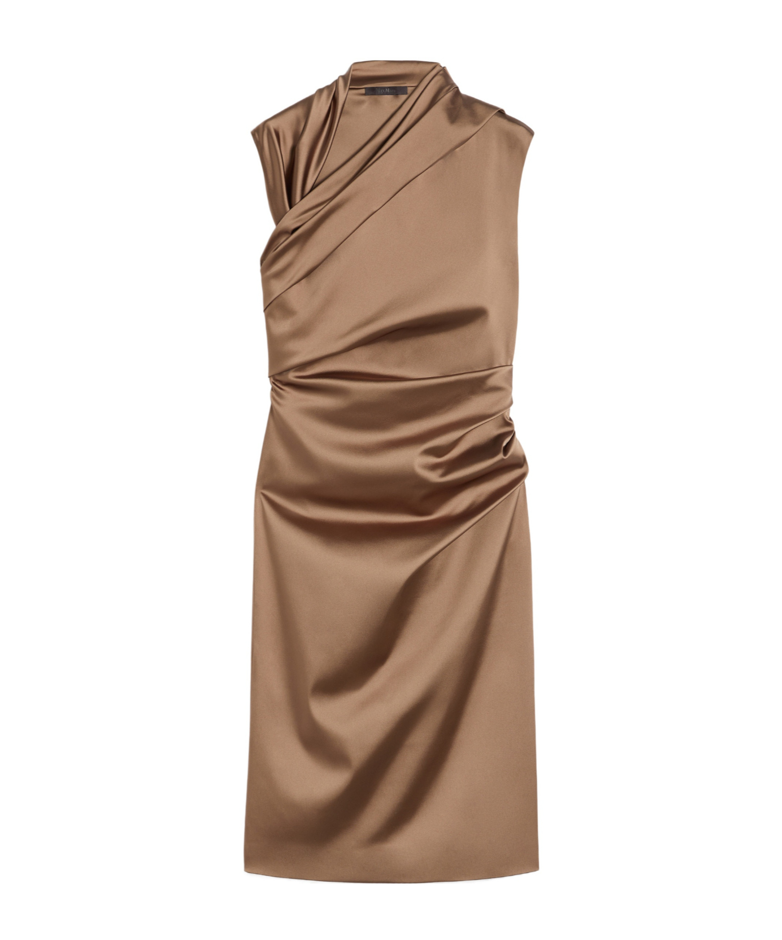 Max Mara Stretch Satin Midi Dress In Brown