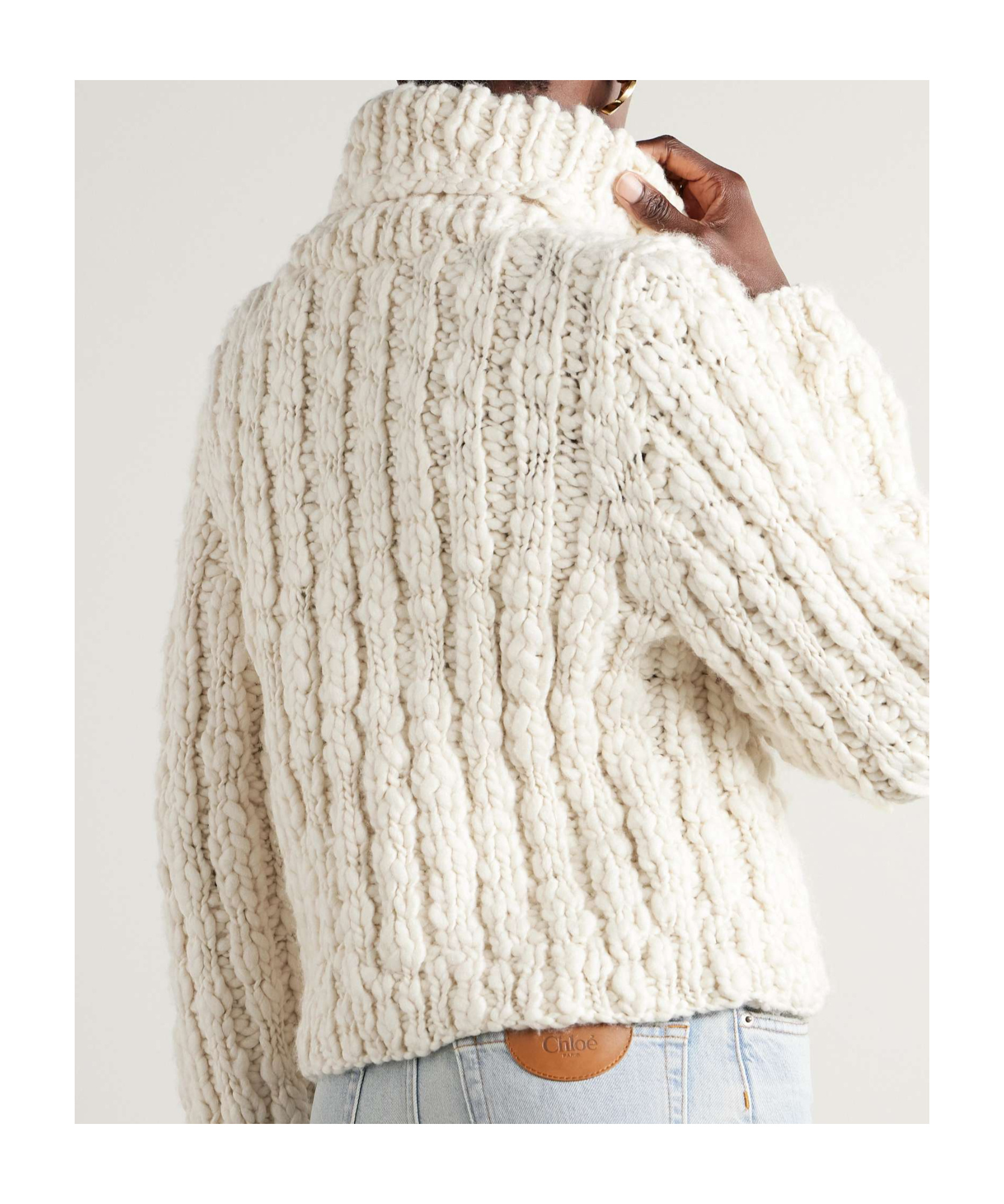 Chloé Rib Turtleneck Sweater In White