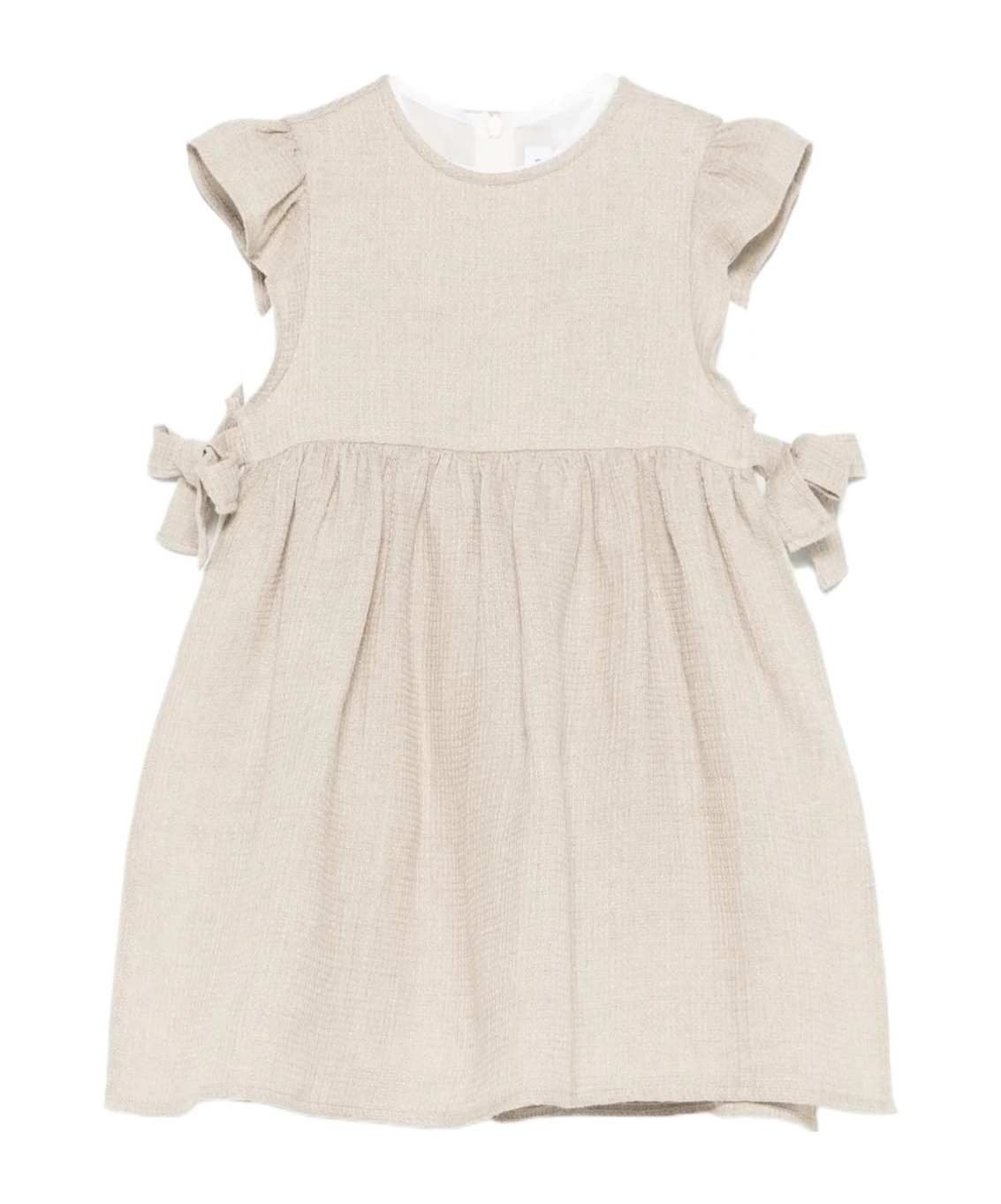 Il Gufo Linen Sleeveless Dress In Neutral