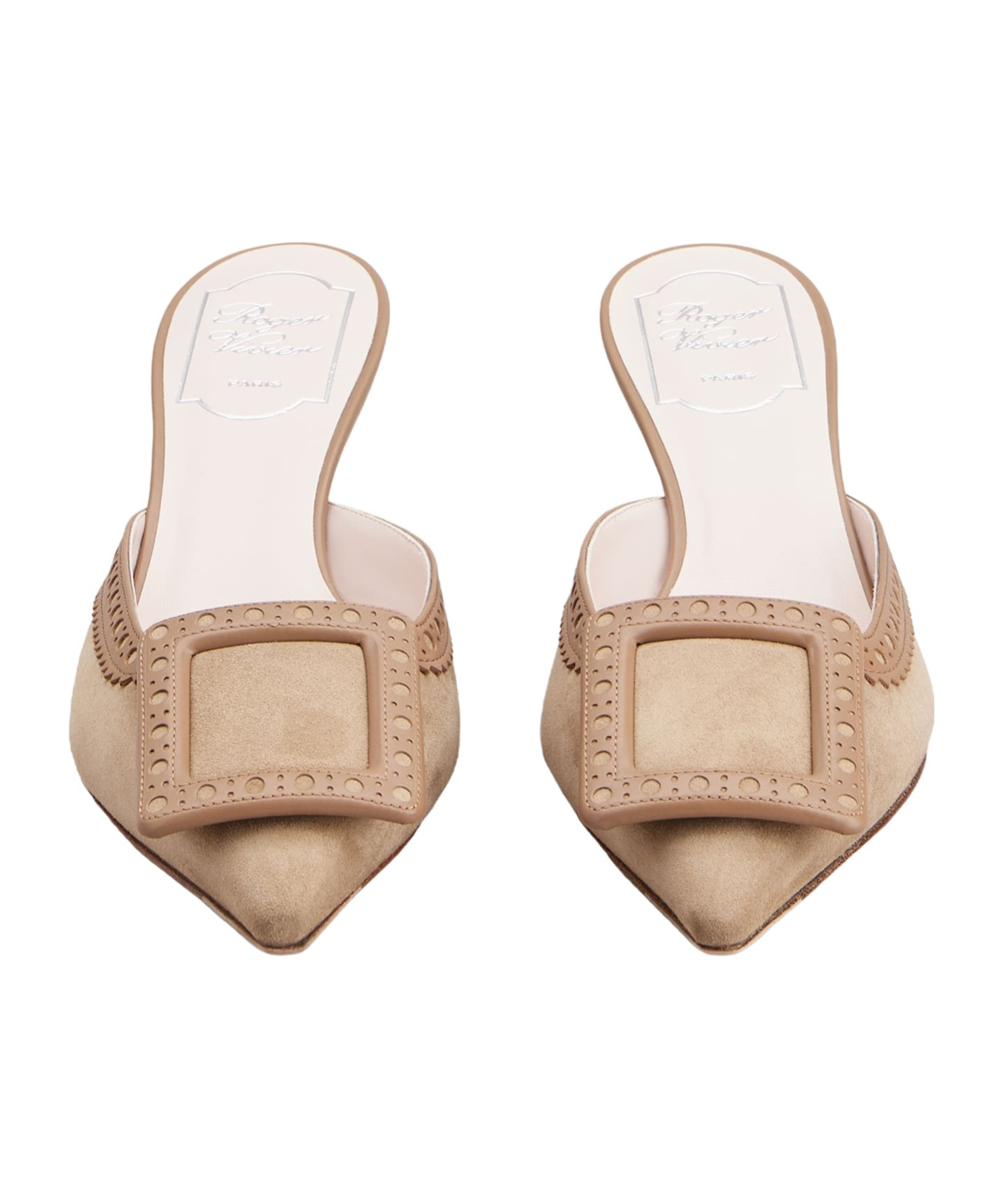 Roger Vivier City Perfo Mule 45 In Nude