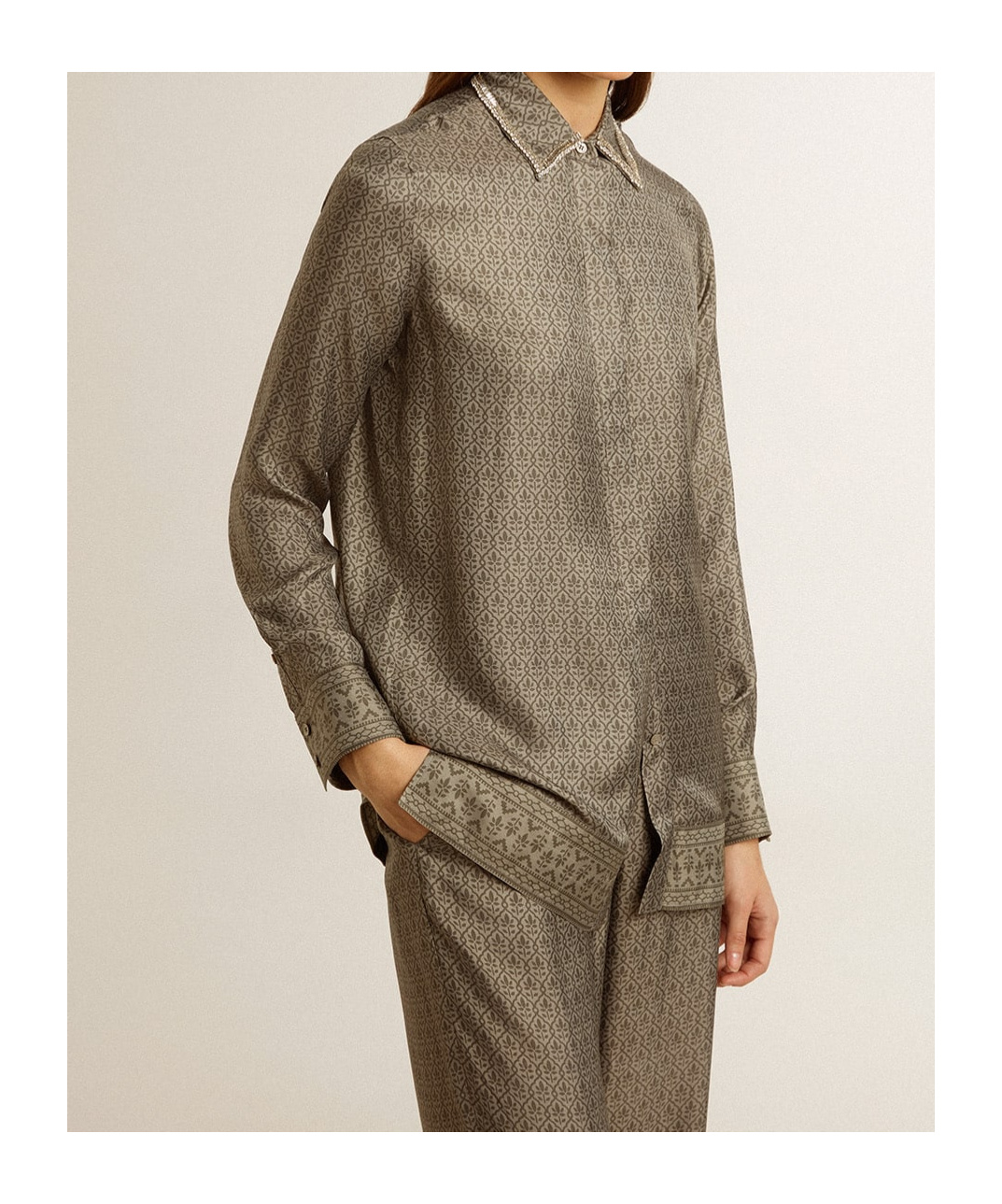 Golden Goose Floral Pattern Shirt In Gray