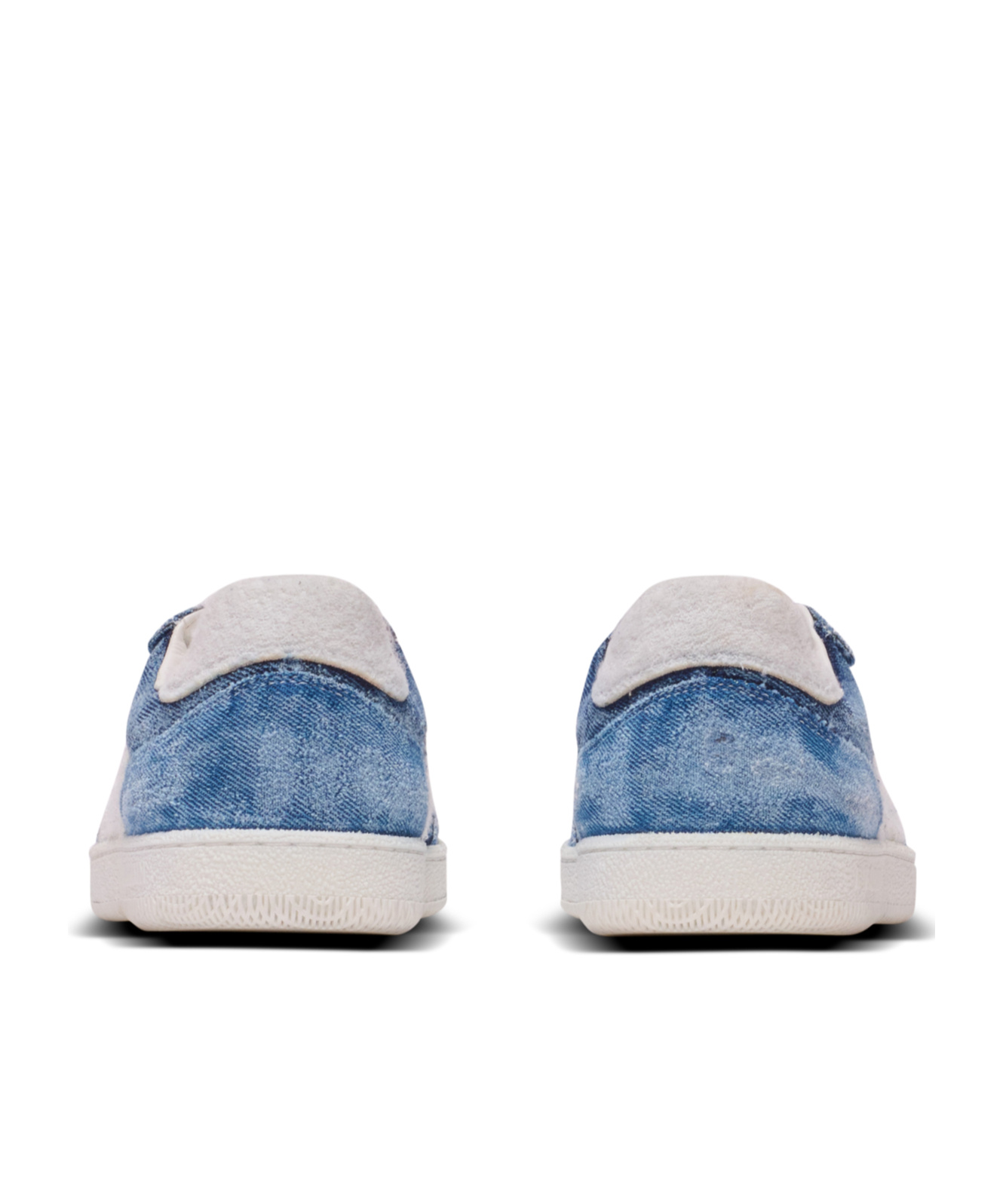 Balmain Swan Destroyed Denim Low-top Sneakers In Blue