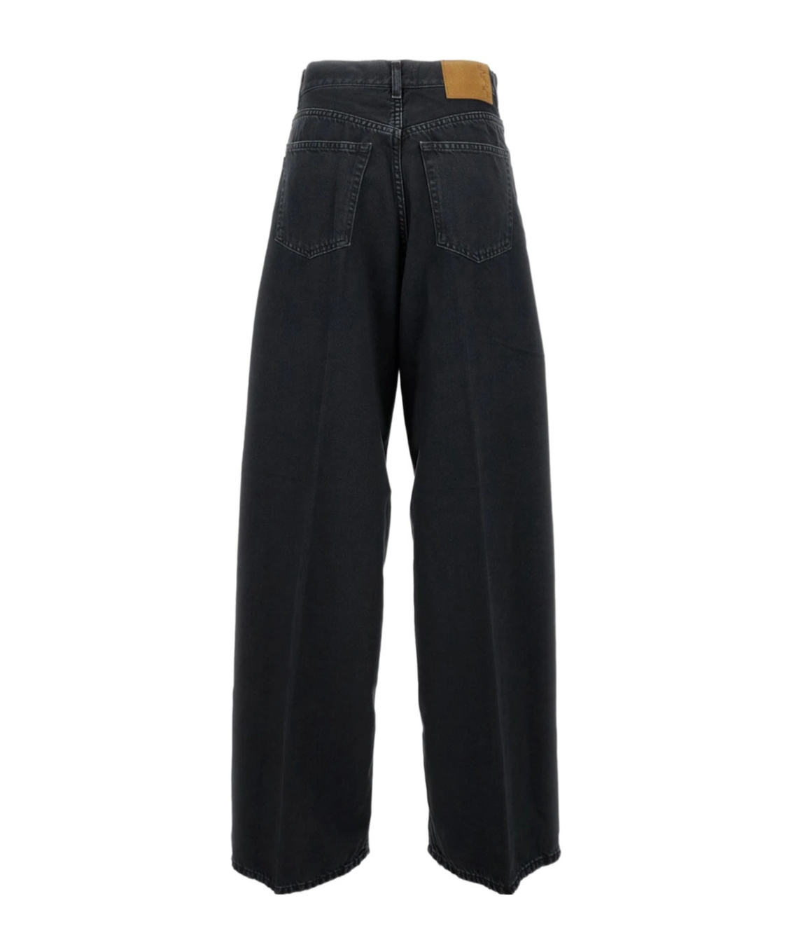 Haikure Wide-leg Jeans With High Waist And Leather Label In Multi