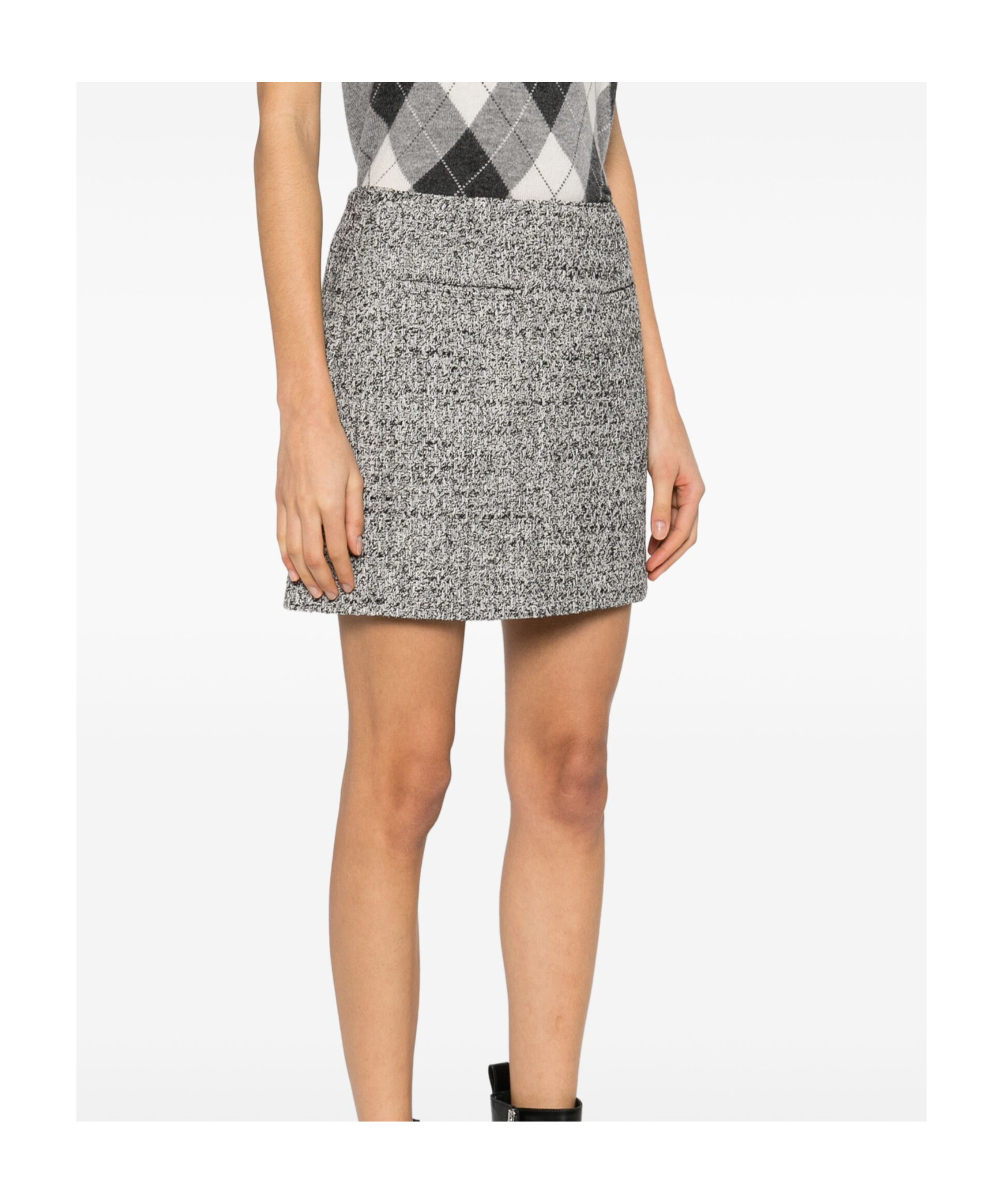 Golden Goose Miniskirt In Black And White Bouclé Cotton In Gray