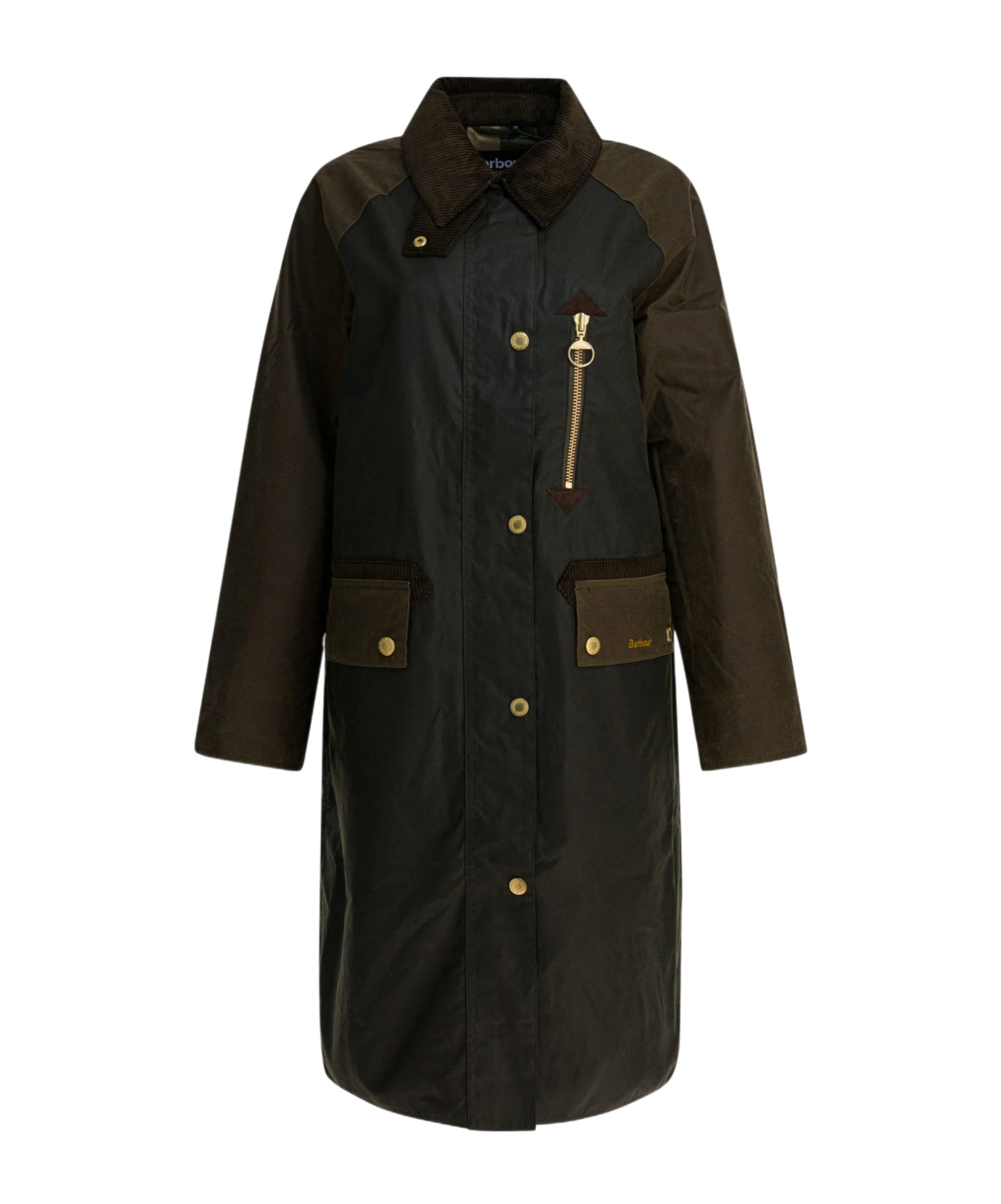 Barbour Singled Breasted Zip Detailed Coat In Green