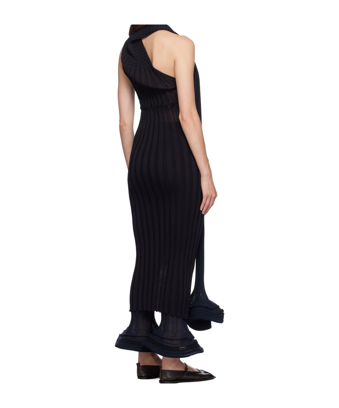 Shop Issey Miyake Sagao Striped Stitching Dress In Black